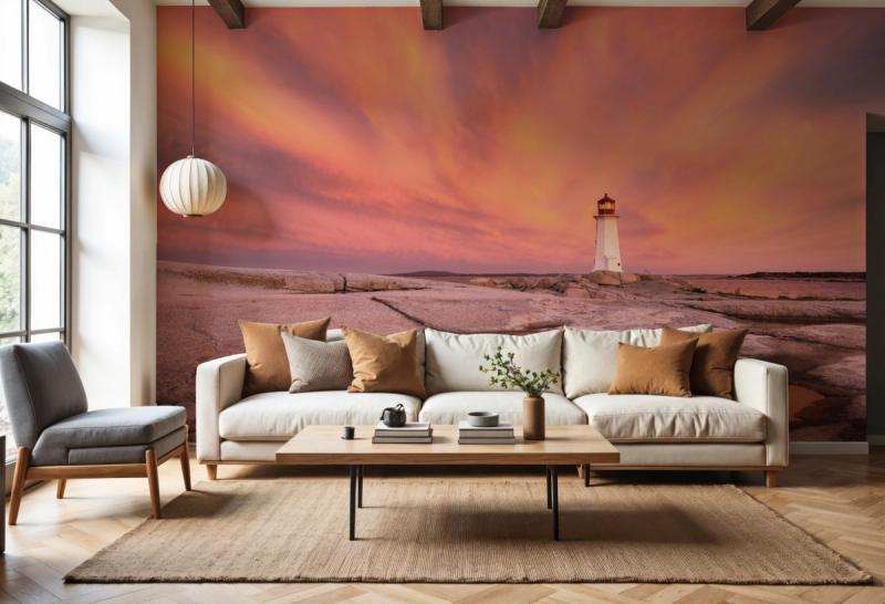 Peggy's Cove Lighthouse wallpaper mural 100% PVC-free and non-toxic