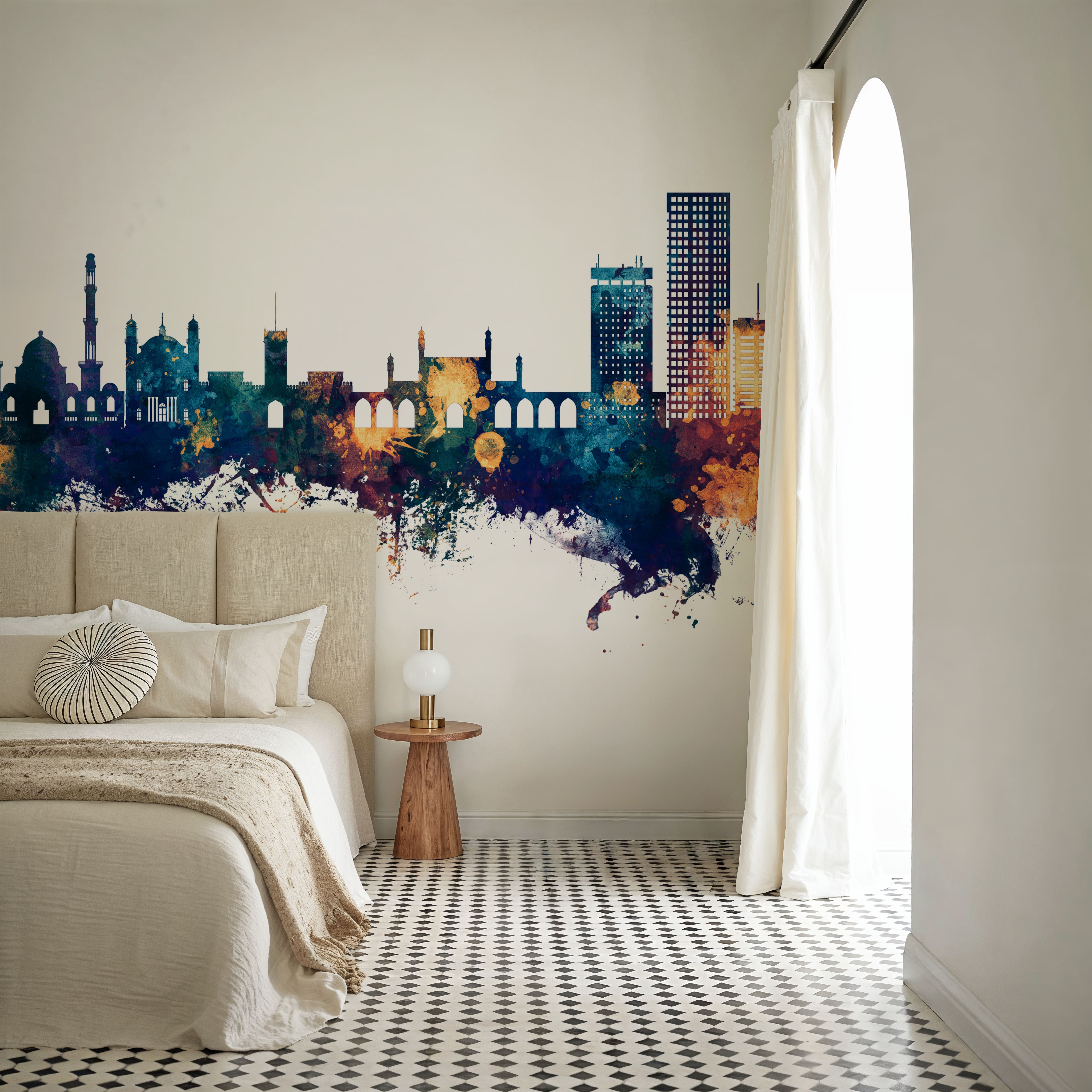 Kabul Afghanistan Skyline Blue & Bronze