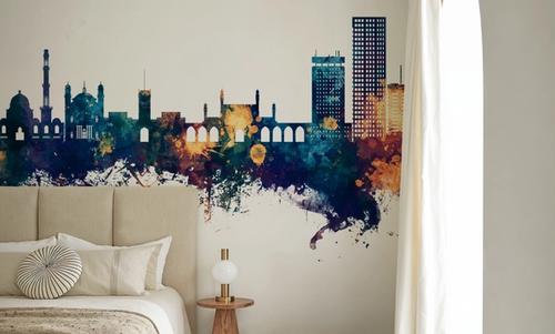 Kabul Afghanistan Skyline Blue & Bronze