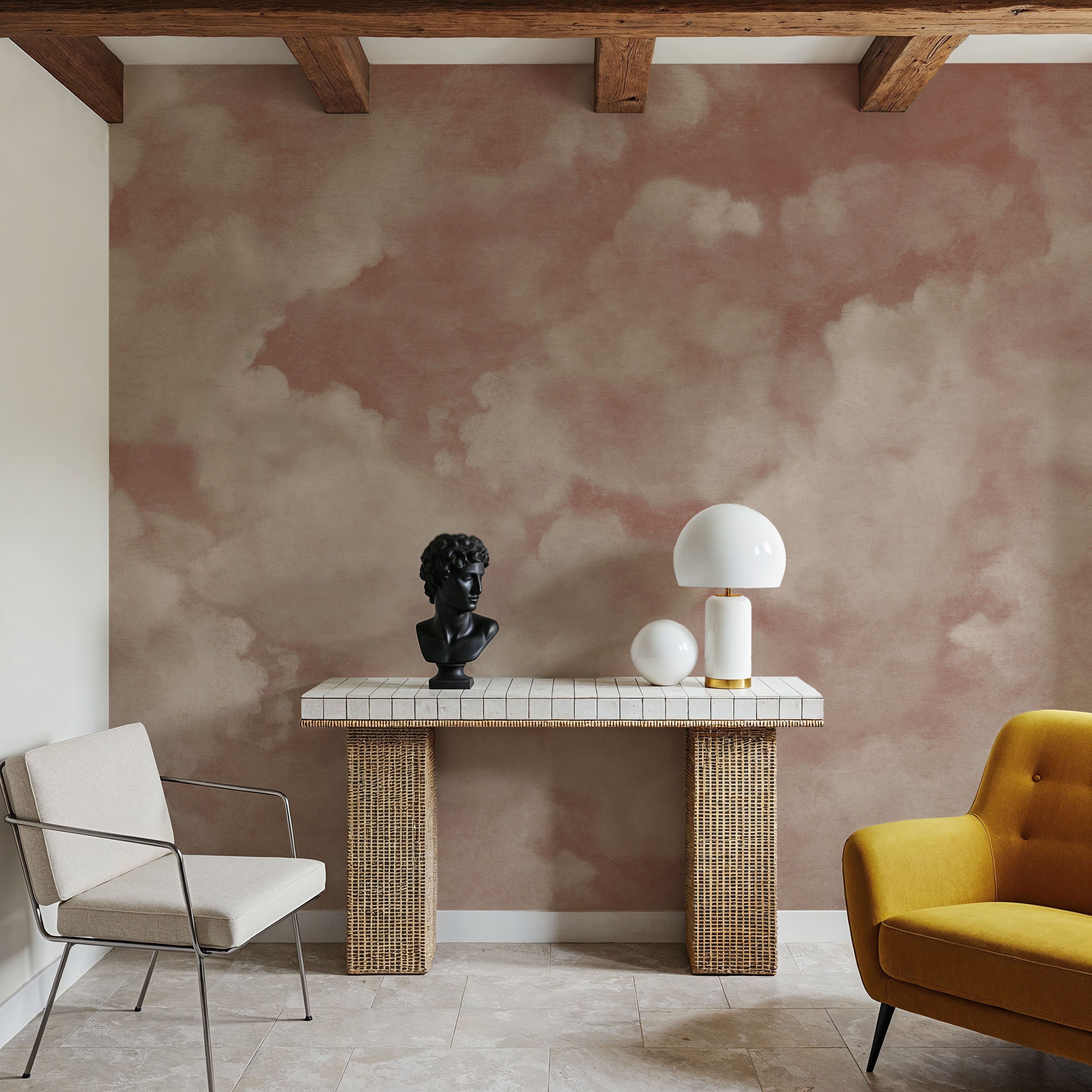 Painted Dreamy Clouds, Dusty Rose