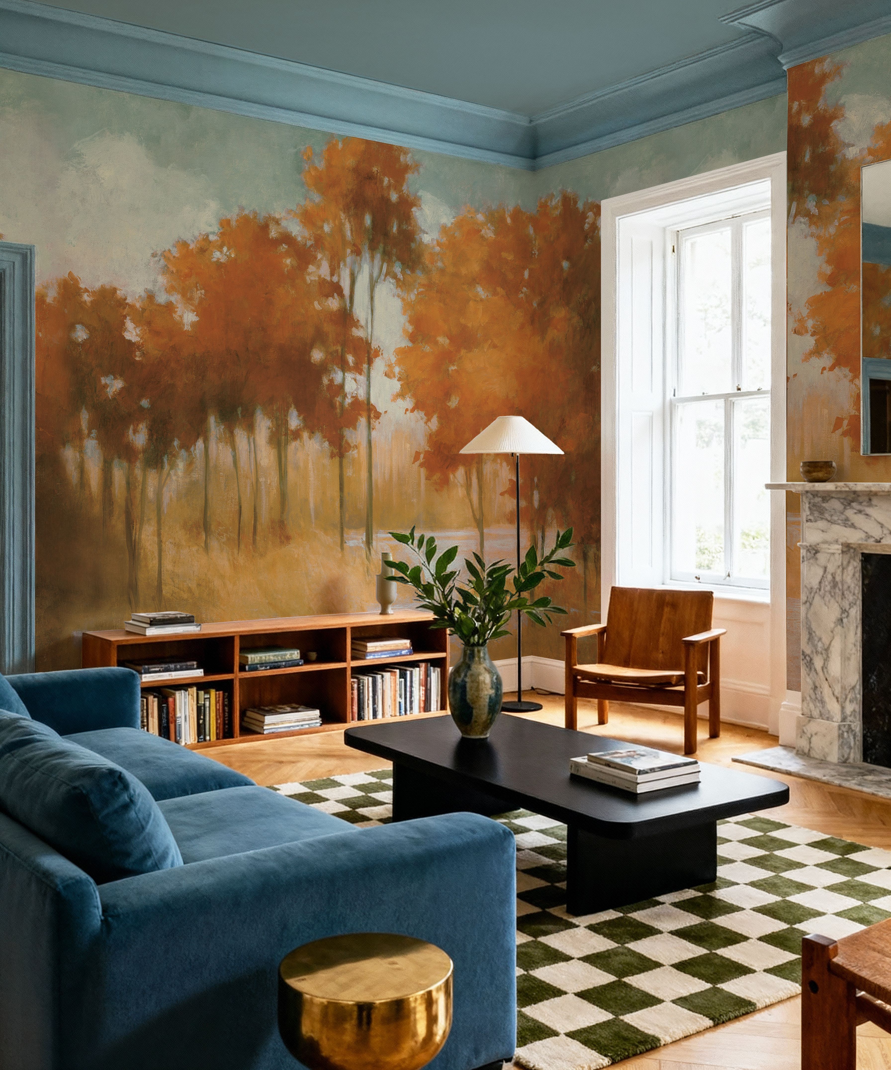 Lake light softening a living room corner