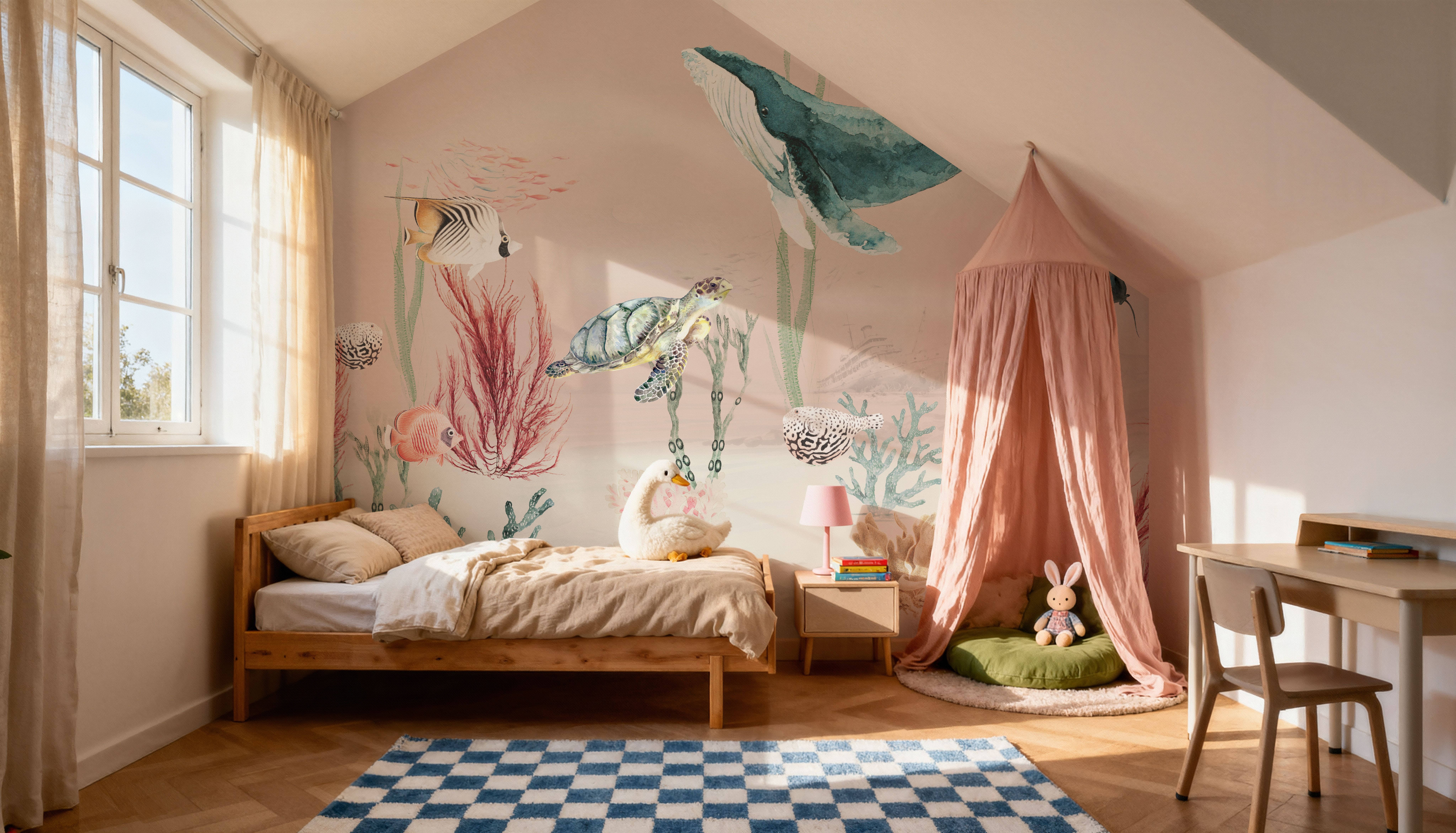 Aqua Adventure Blush, Wallpaper