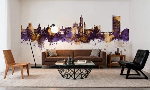 Valladolid Spain Skyline Purple & Gold