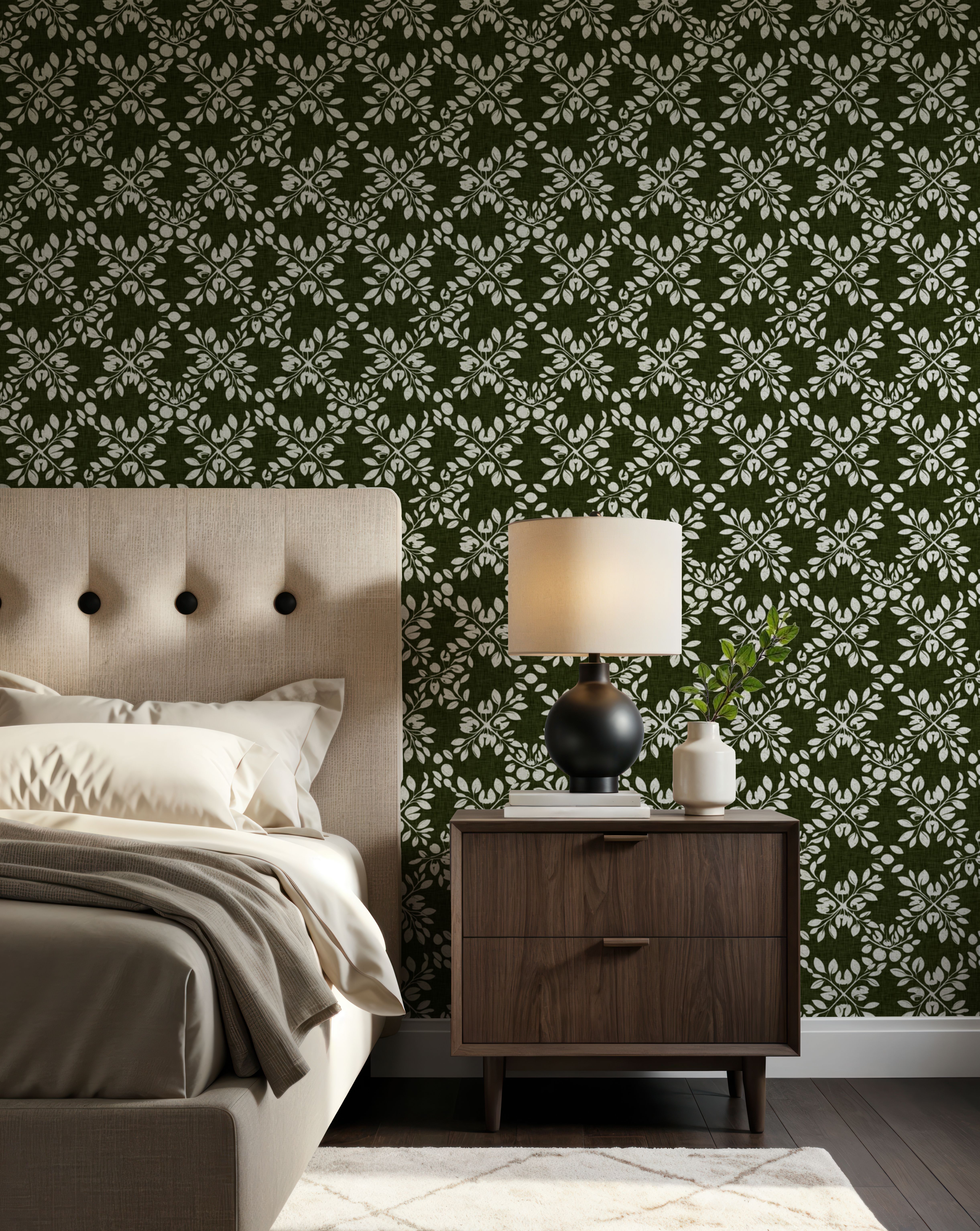 Trellis Leaves, Forest Green