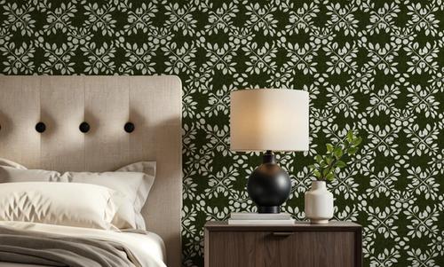 Trellis Leaves, Forest Green