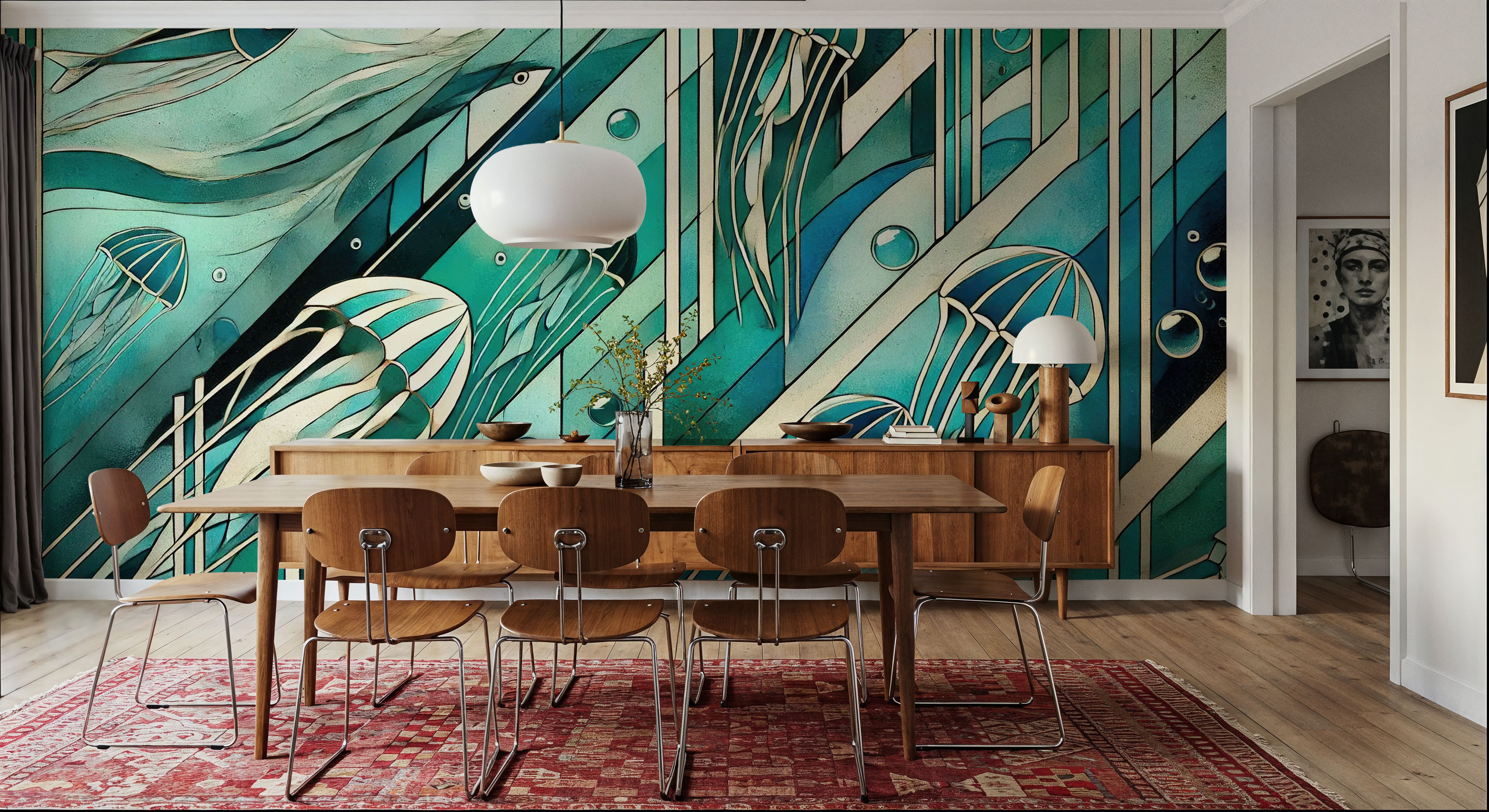 Oceanic Serenade Scene in Art Deco
