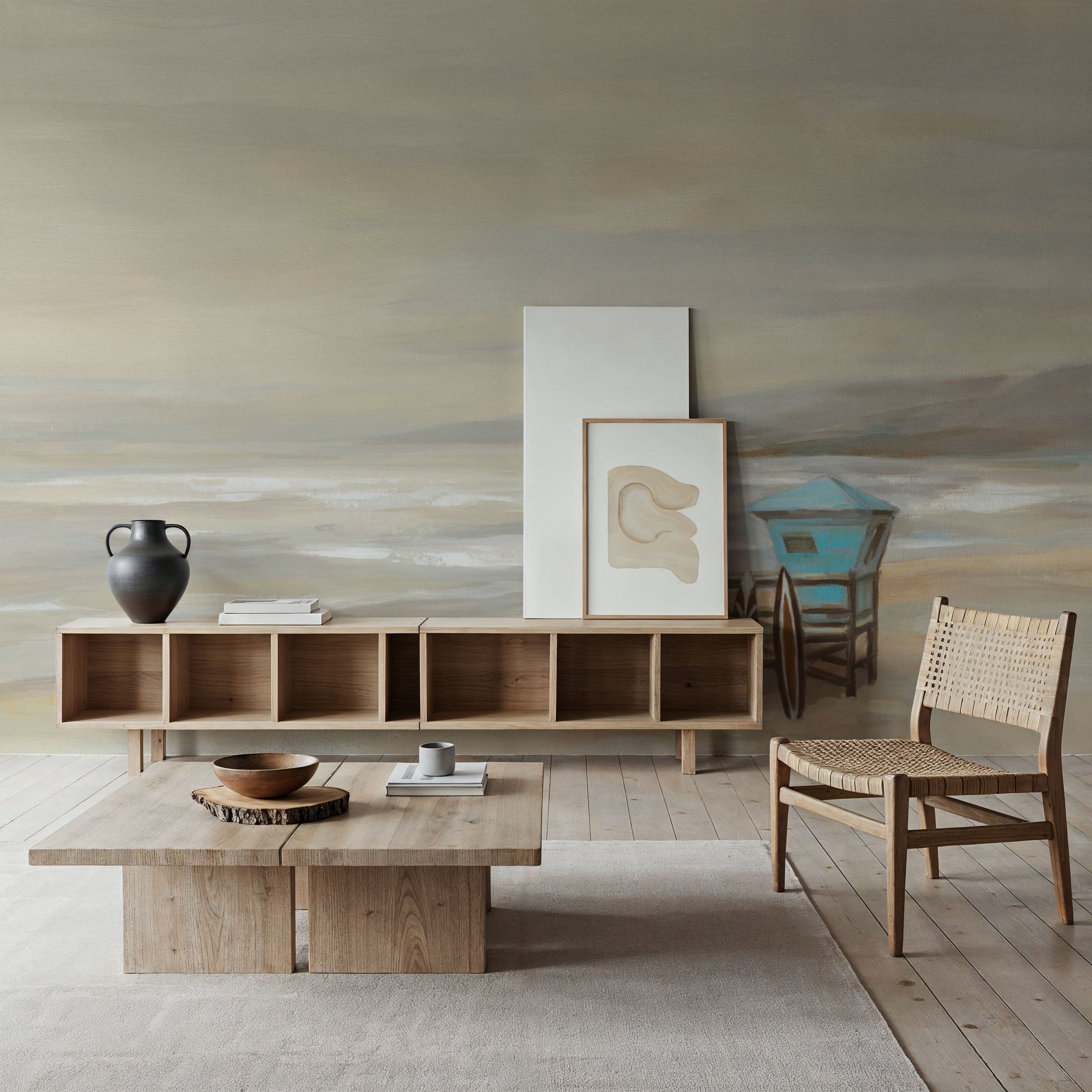 Wall Mural - Early Morning Beach - Beach Horizon mural wallpaper - Yellow - Offices - Wallism US - Premium, Textured or Peel & Stick