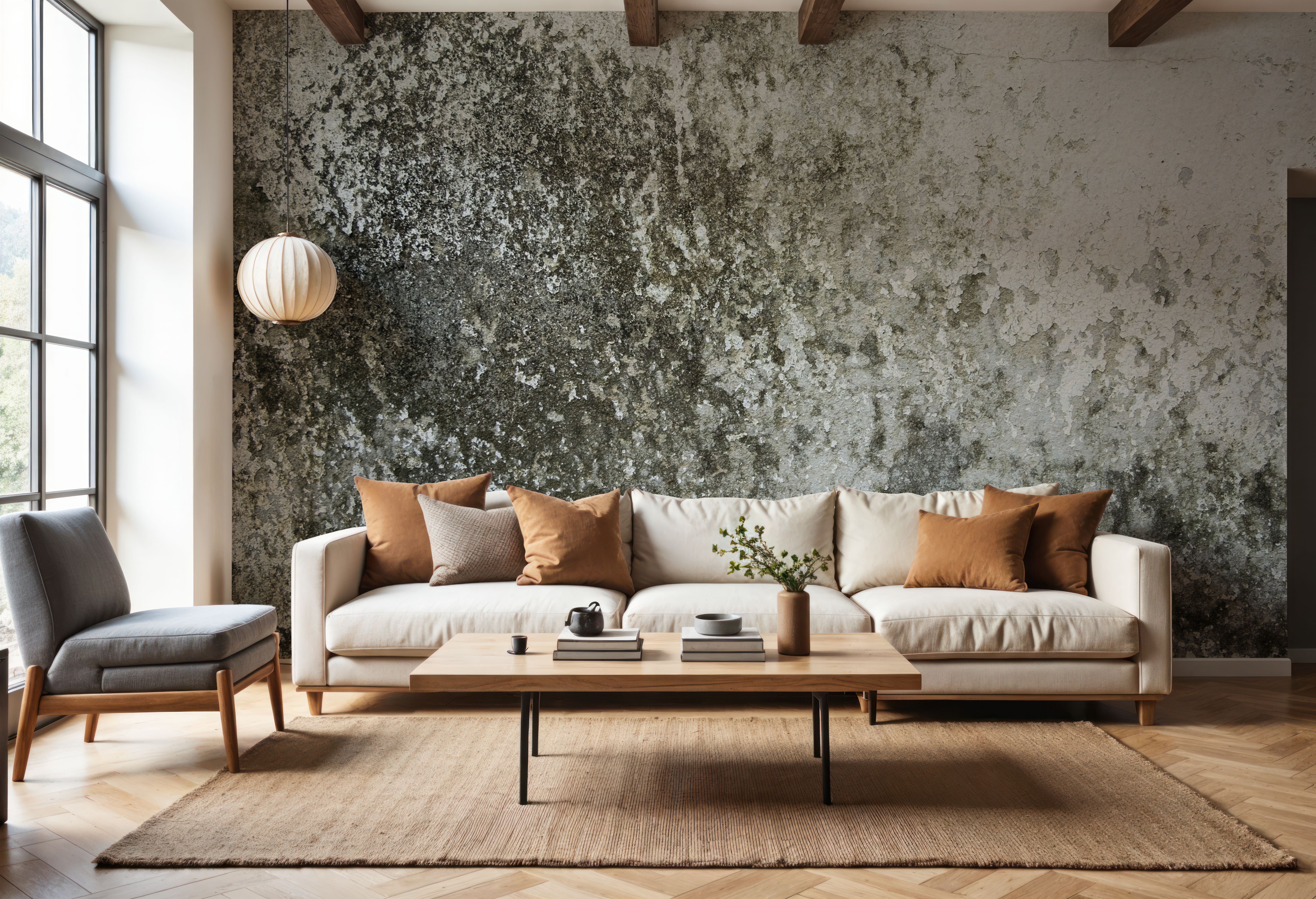 Wall Mural - Aged Plaster - Concrete Plaster & Stucco mural wallpaper - Gray - Dining Room - Wallism UK - Premium, Textured or Peel & Stick