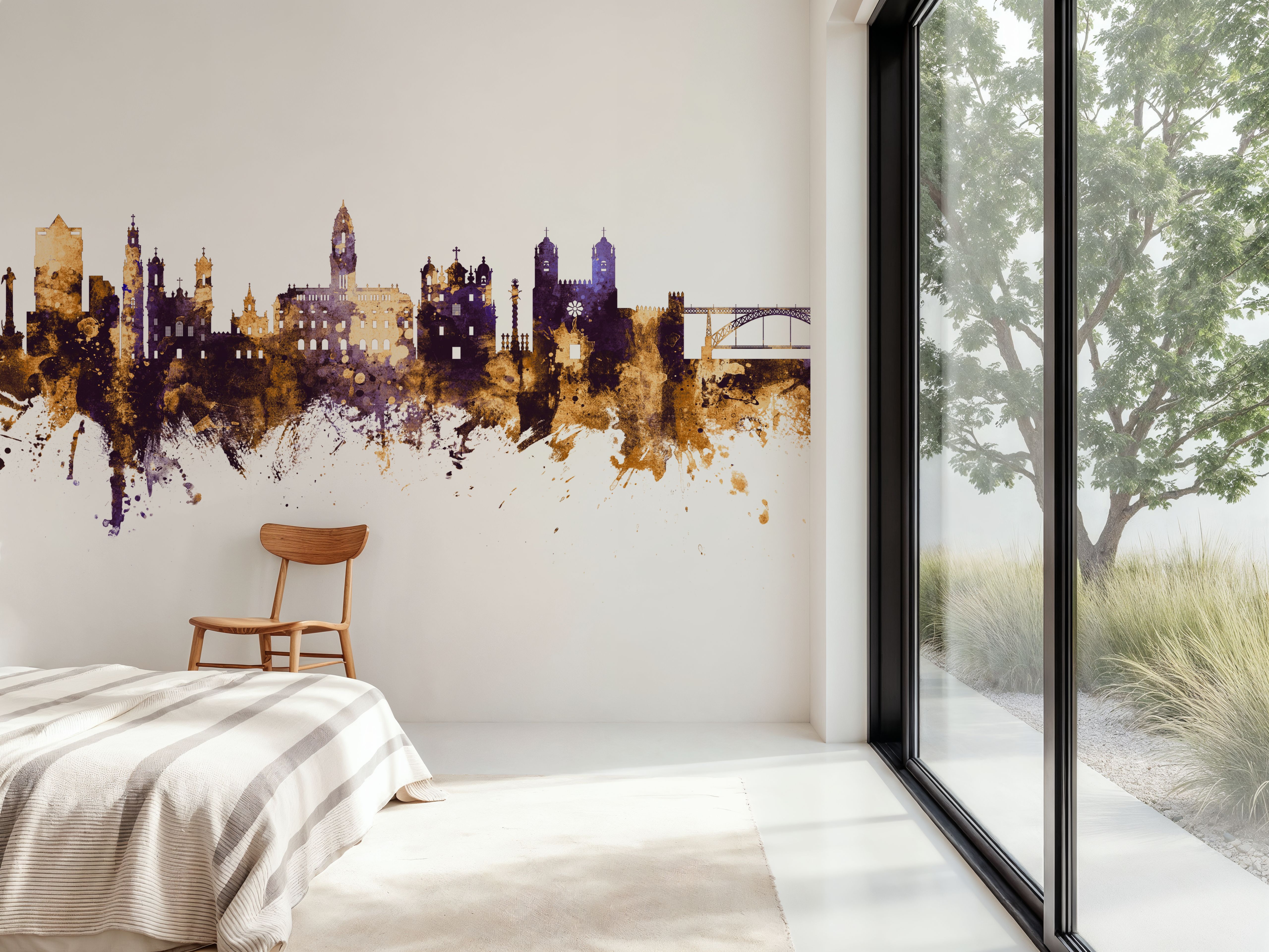 Porto Portugal Skyline Purple & Gold