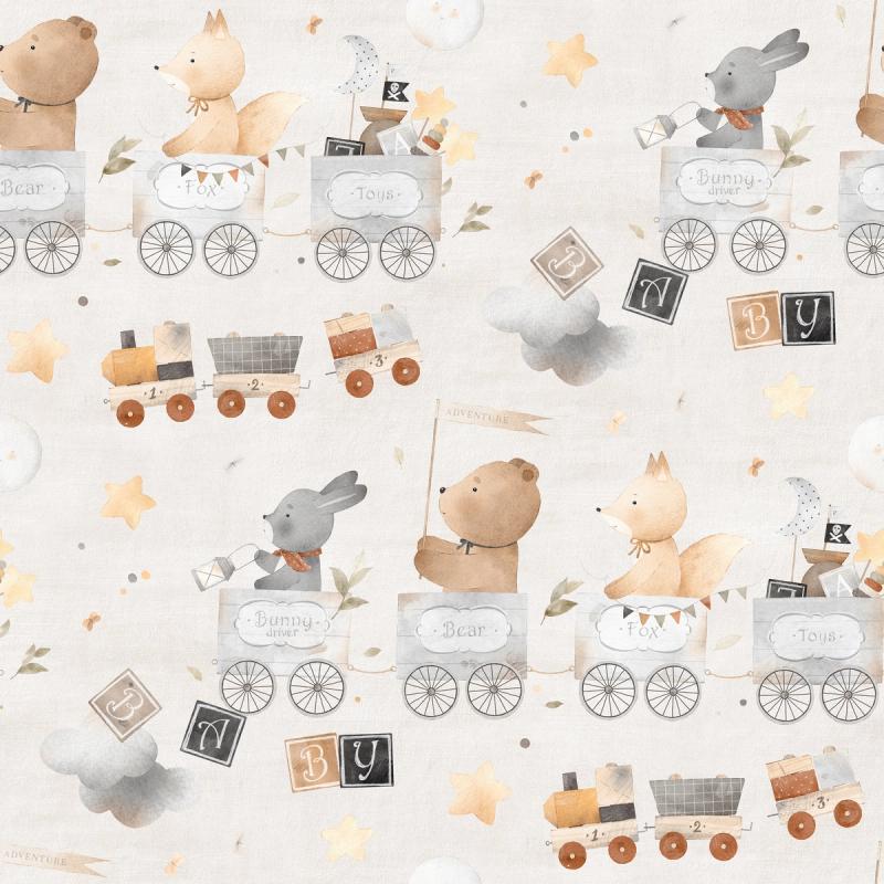 Beige Color Train Sky Train, Light Beige wallpaper 100% PVC-free and non-toxic