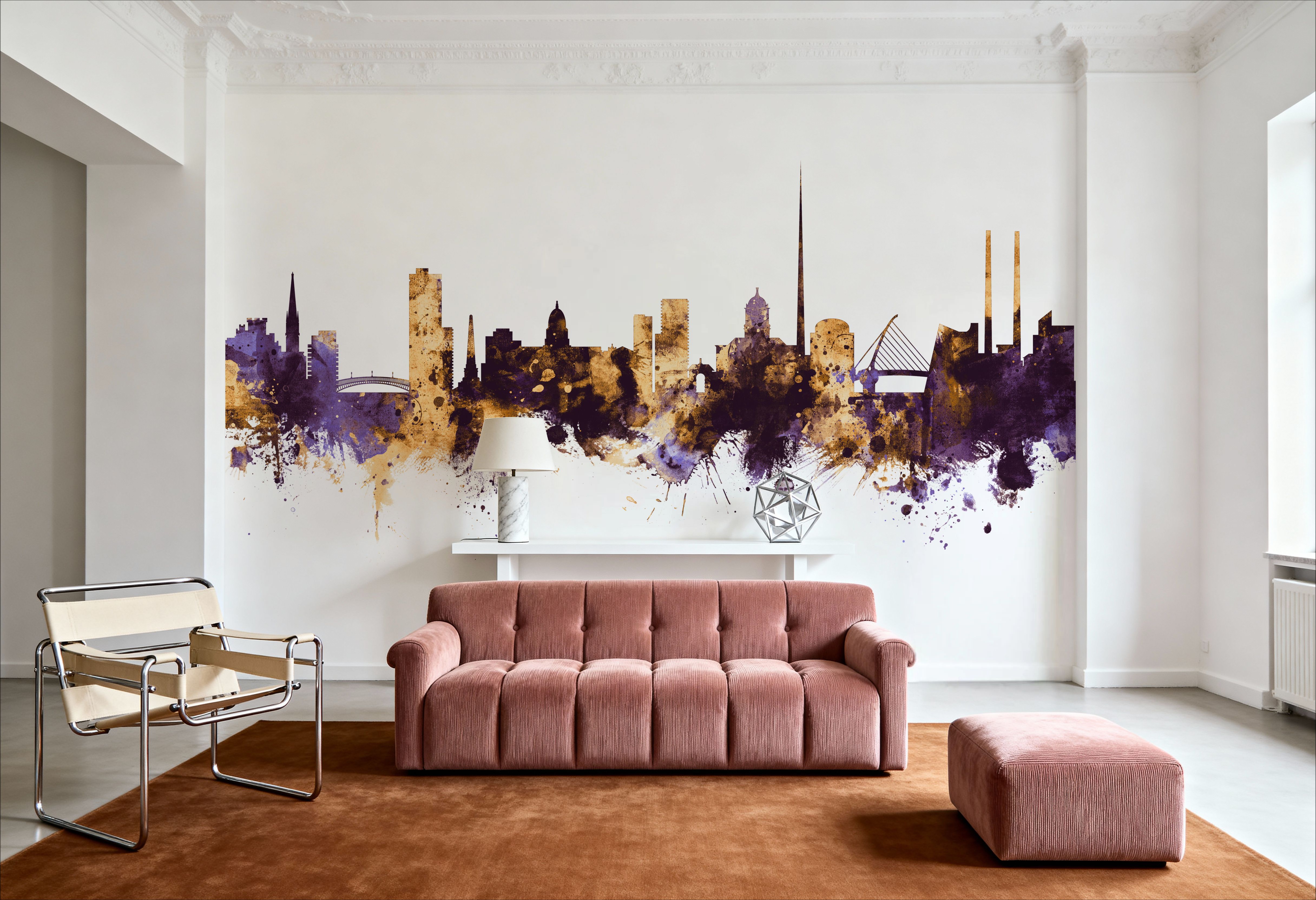 Dublin Ireland Skyline Purple & Gold