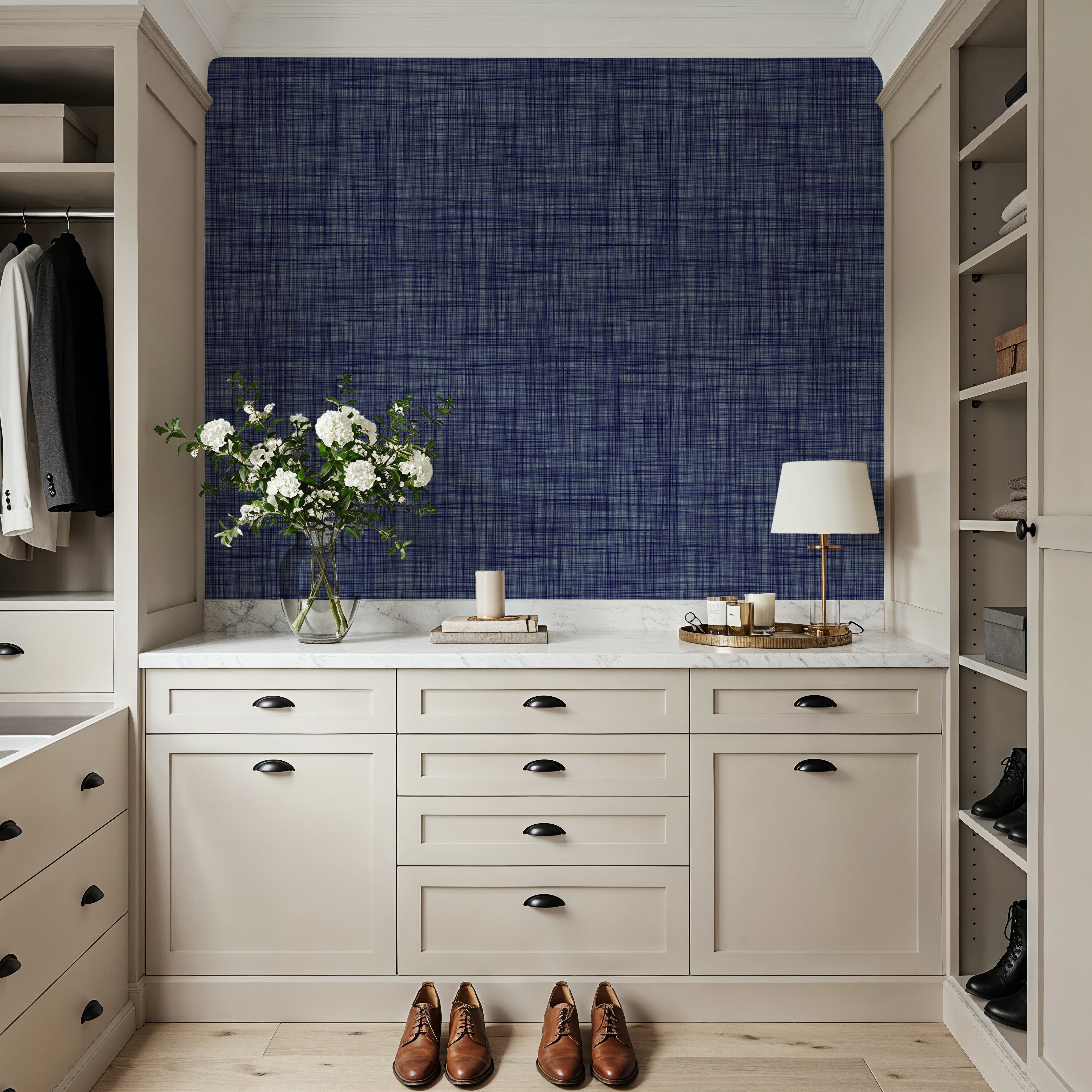 Mottled Linen Effect, Indigo Denim