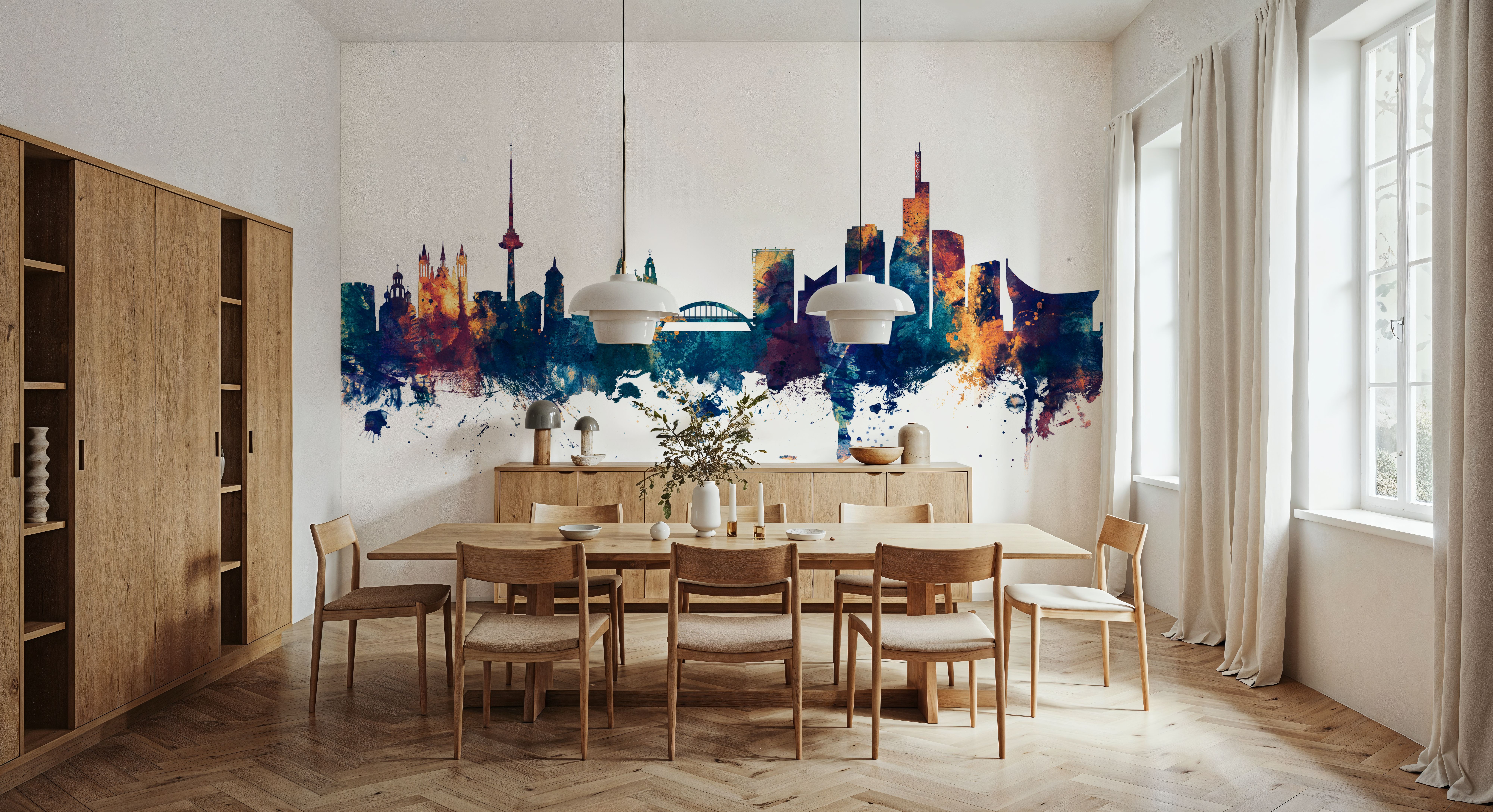 Vilnius Lithuania Skyline Blue & Bronze, Tapet