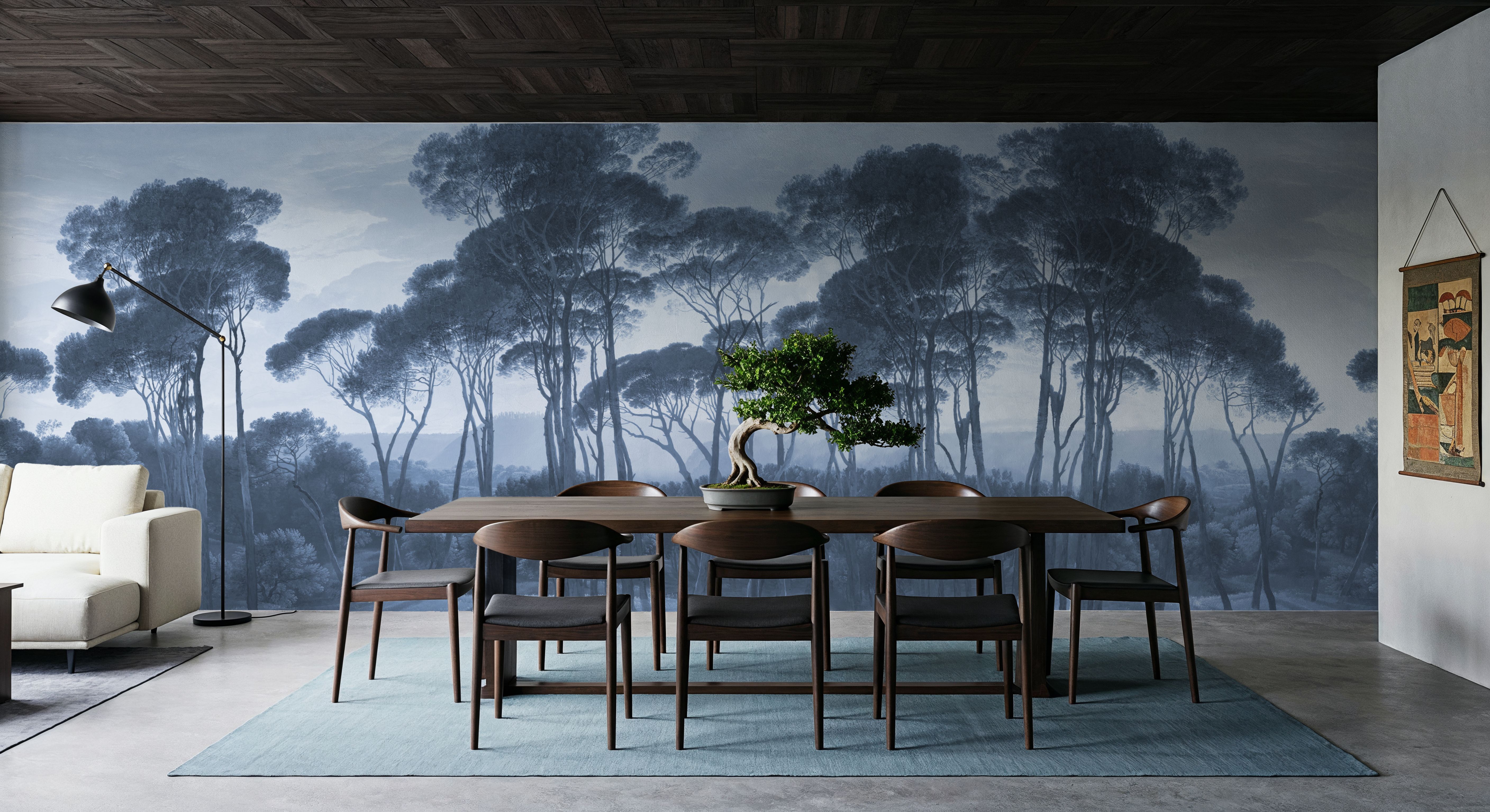 Mediterranean Pine Landscape, Blues, Papier peint