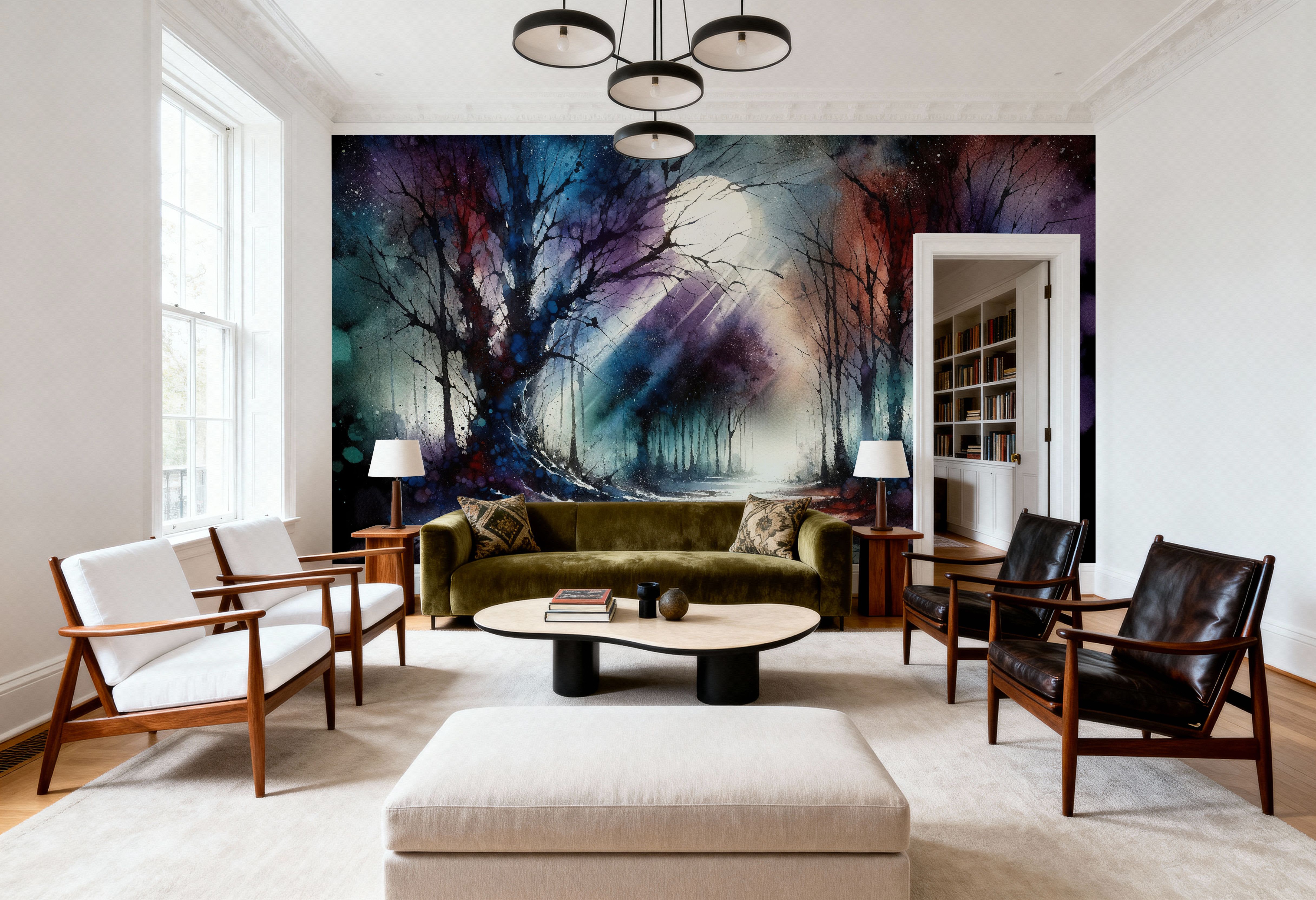 Mystical Moonlit Forest Scene