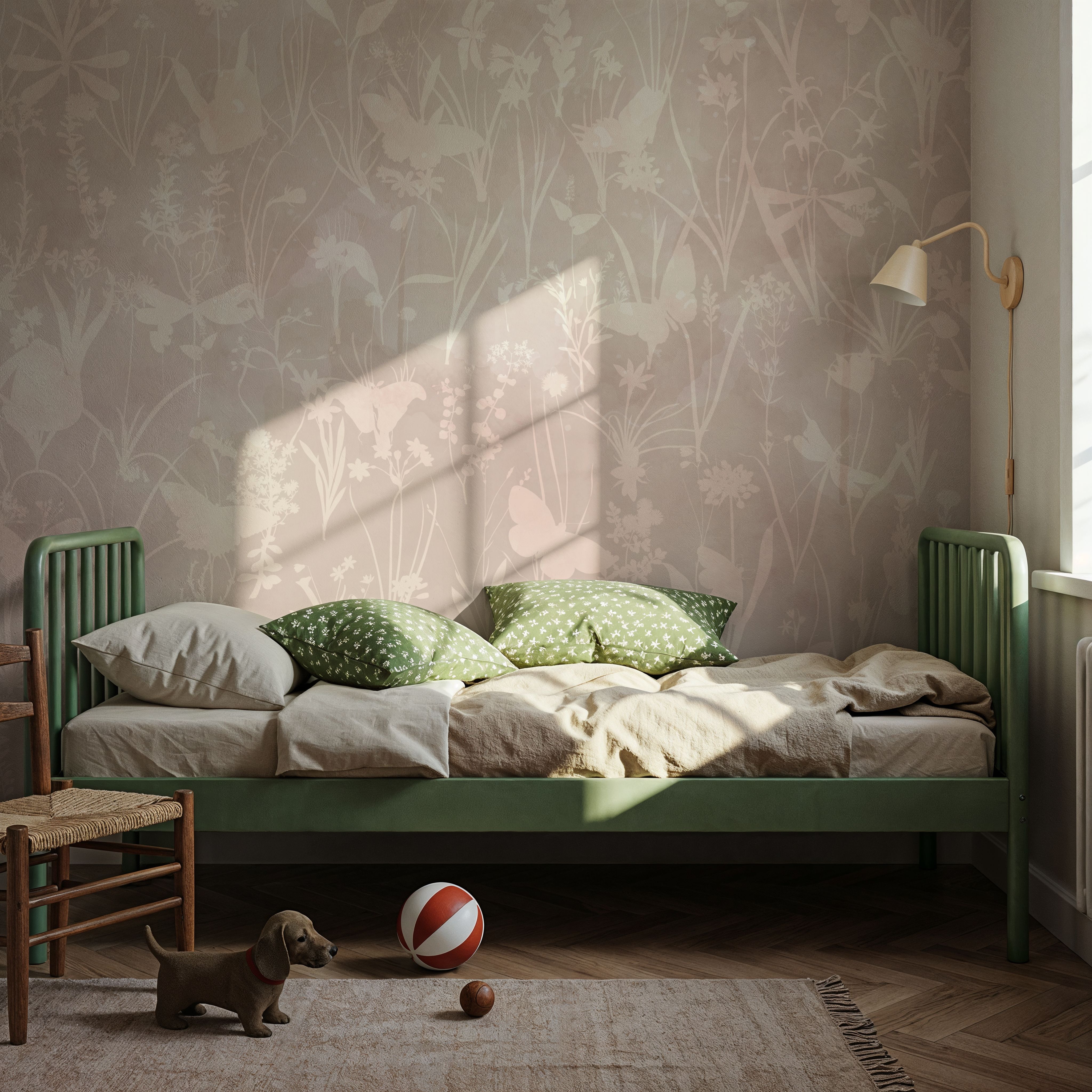 Herbals and Butterflies Double Silhouette Light Brown