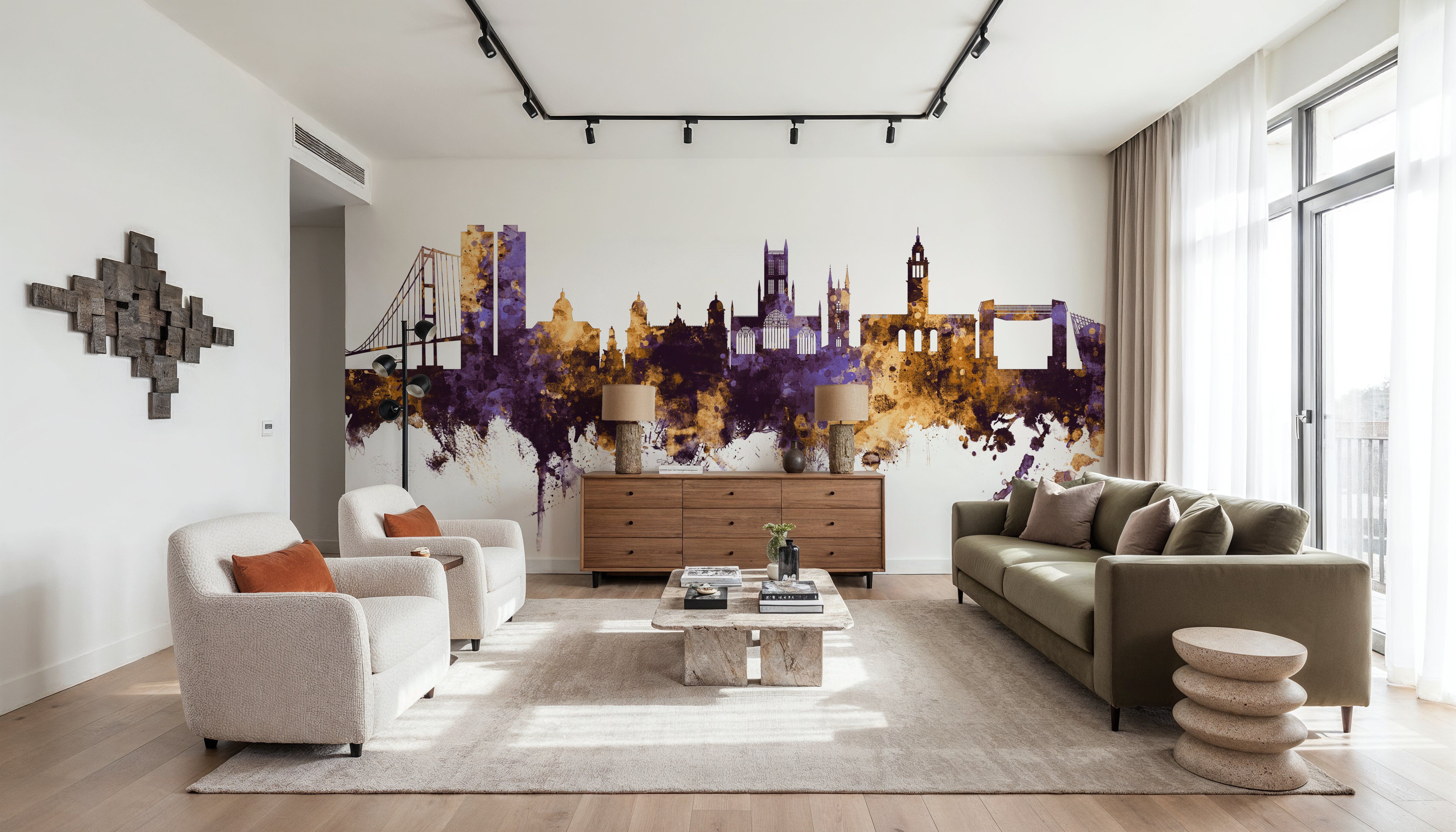 Kingston upon Hull England Skyline Purple & Gold