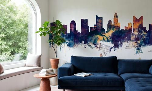 Columbus Ohio Skyline Blue & Bronze