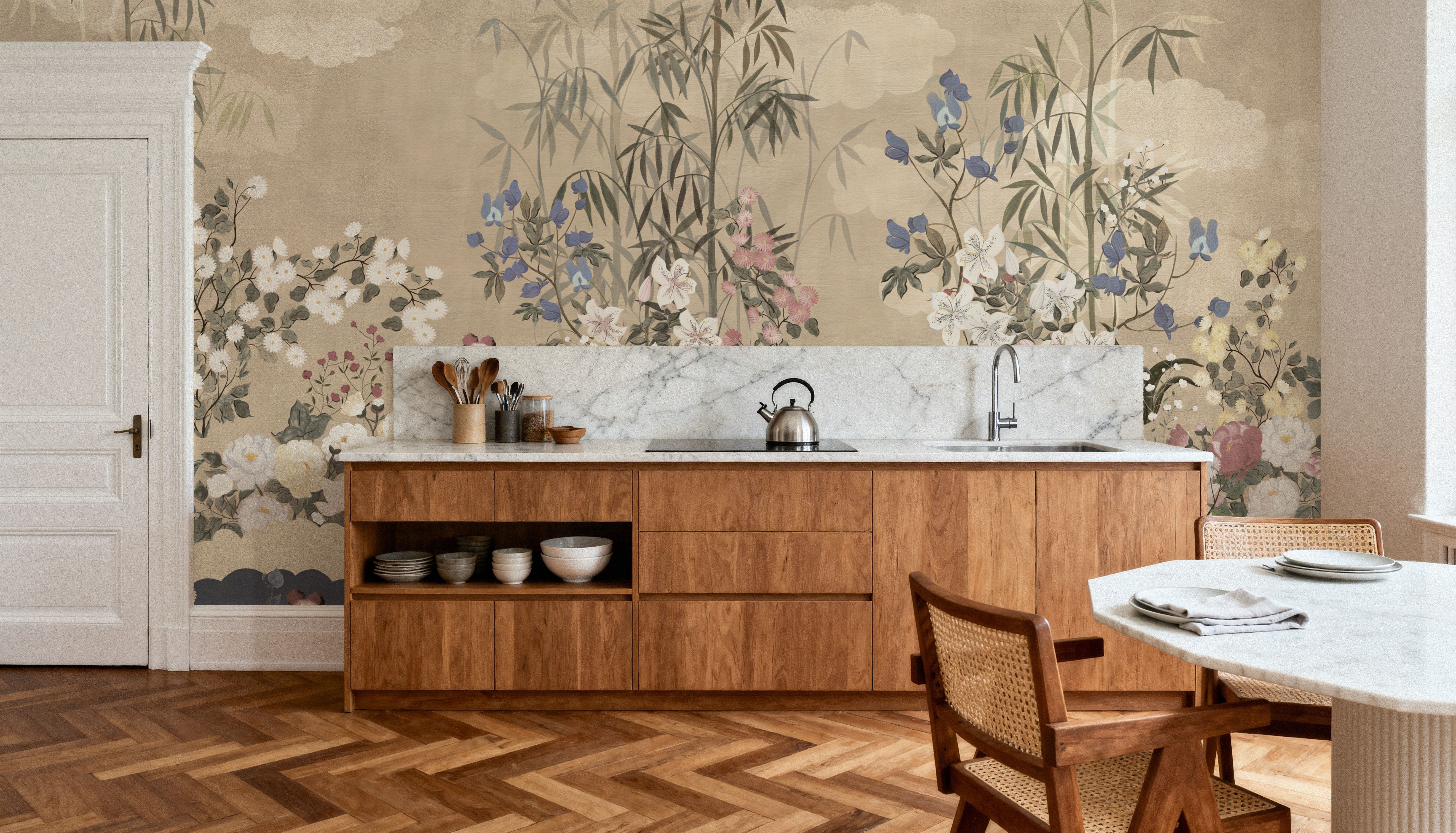 Kasumi Garden, Parchment Cream, Wallpaper