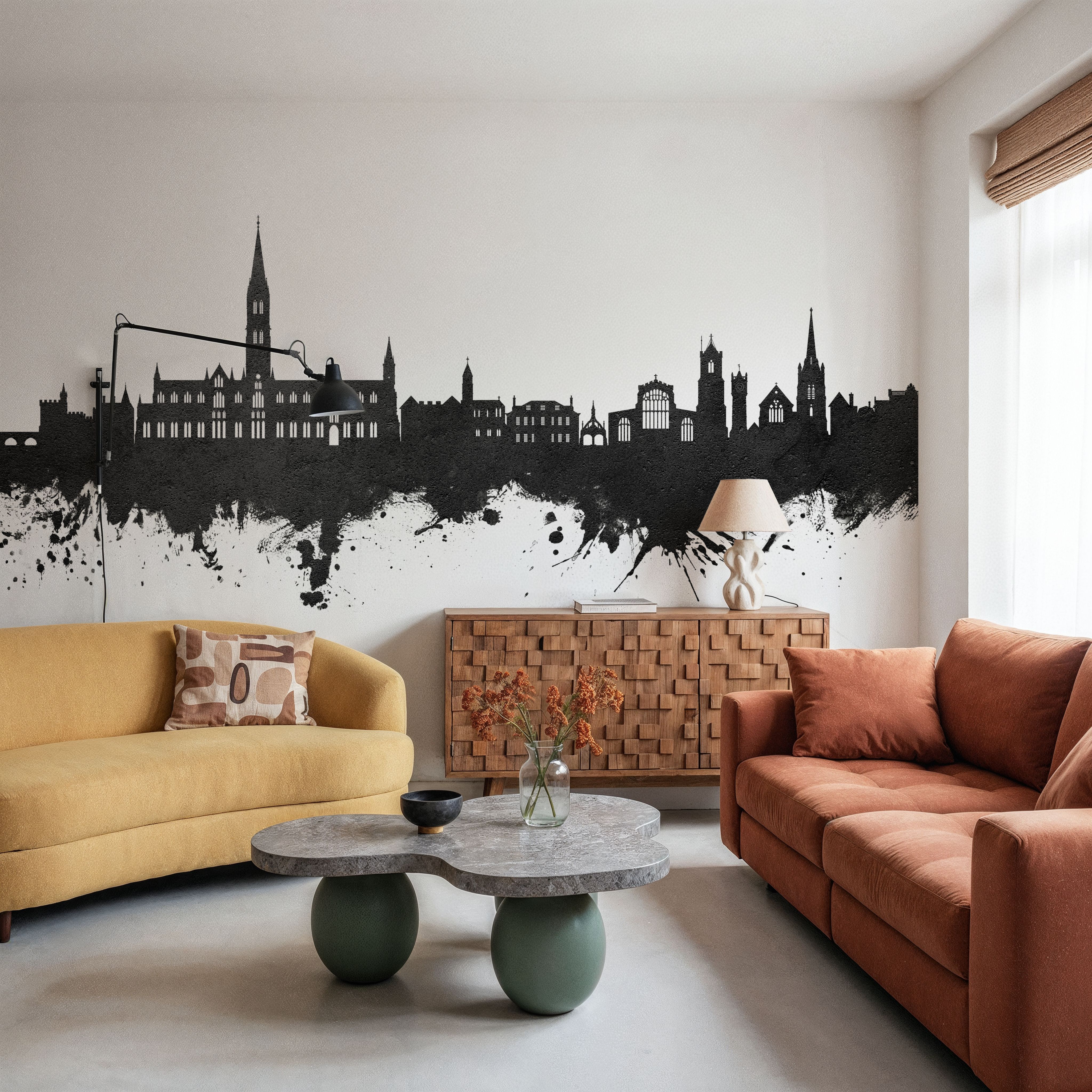 Salisbury England Skyline Black & White