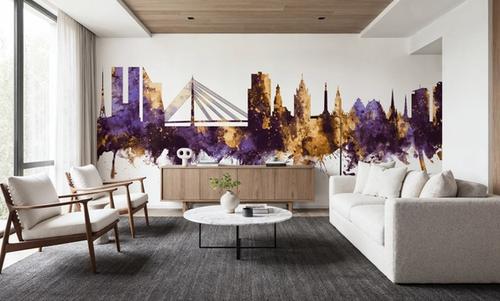Riga Latvia Skyline Purple & Gold