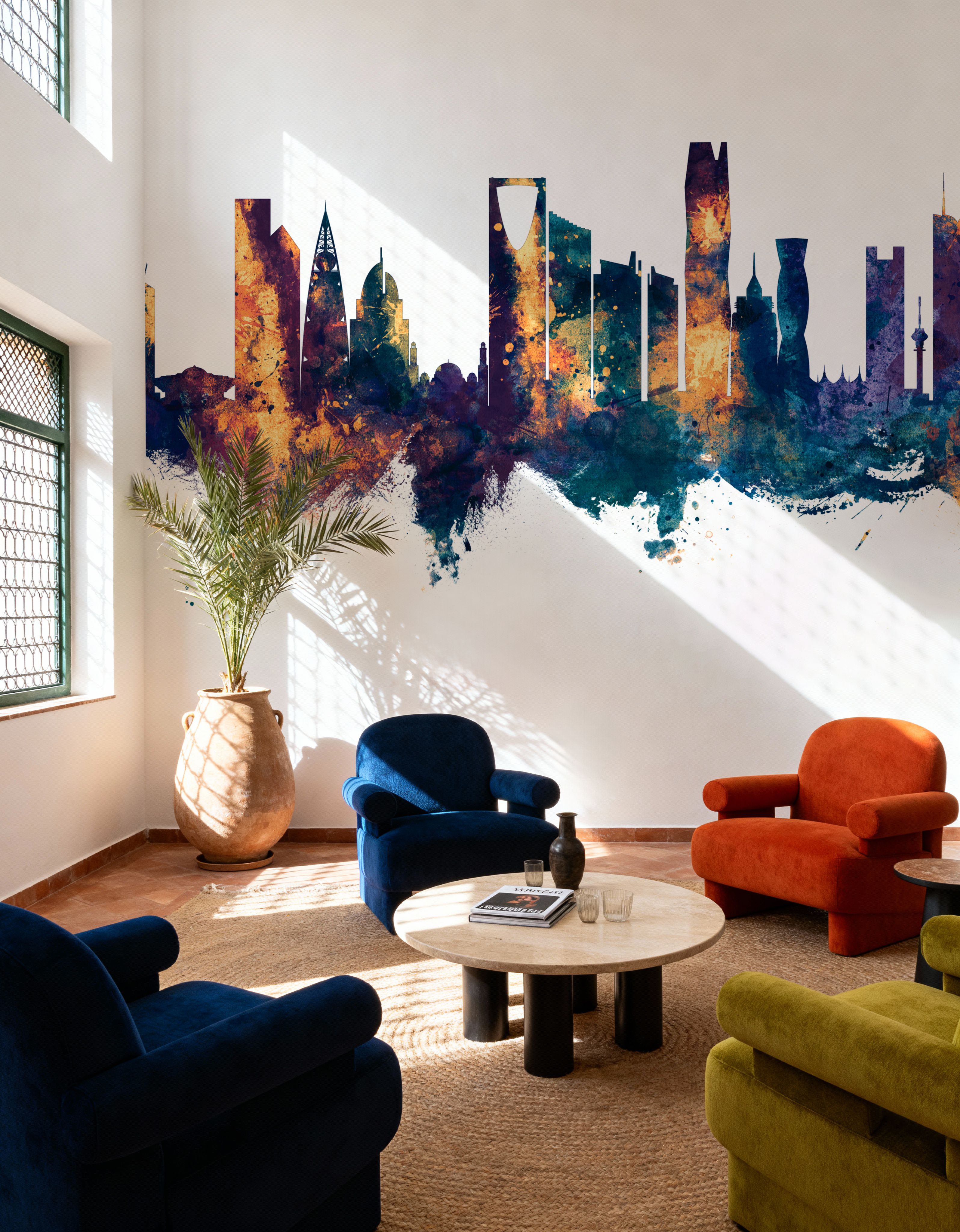 Riyadh Saudi Arabia Skyline Blue & Bronze