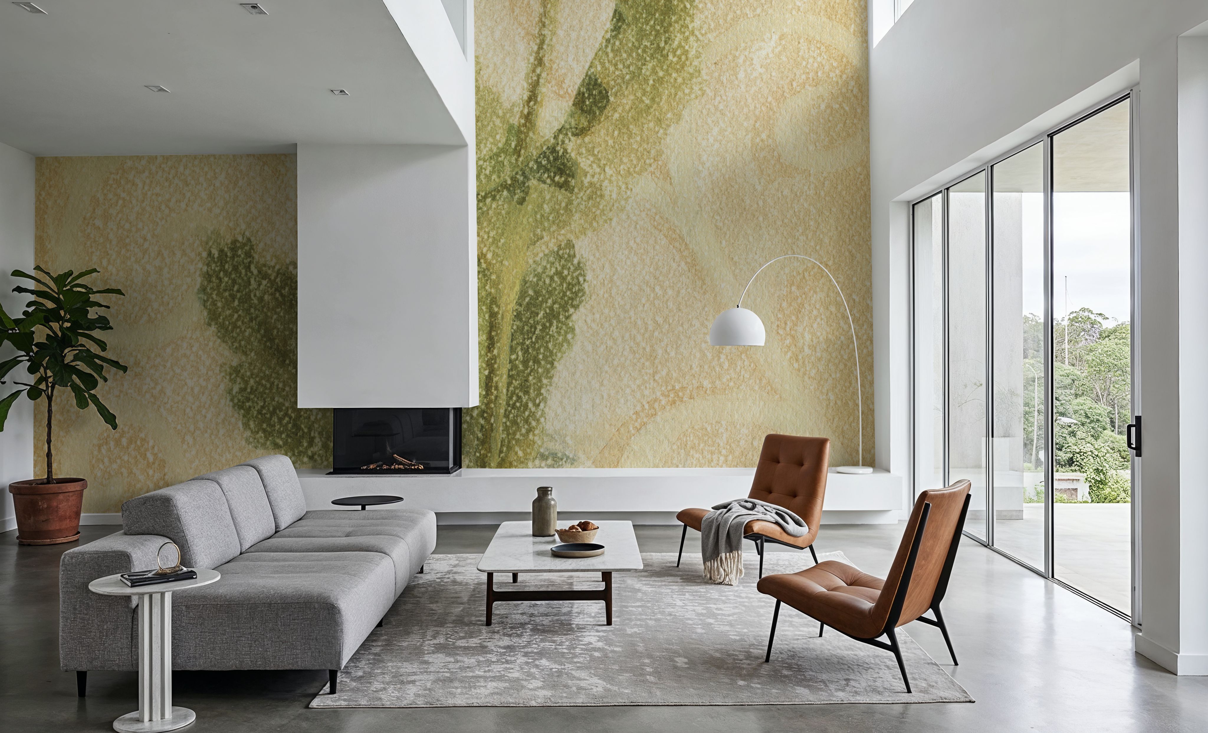 Vintage Poppy in Glass Vase, Wallpaper