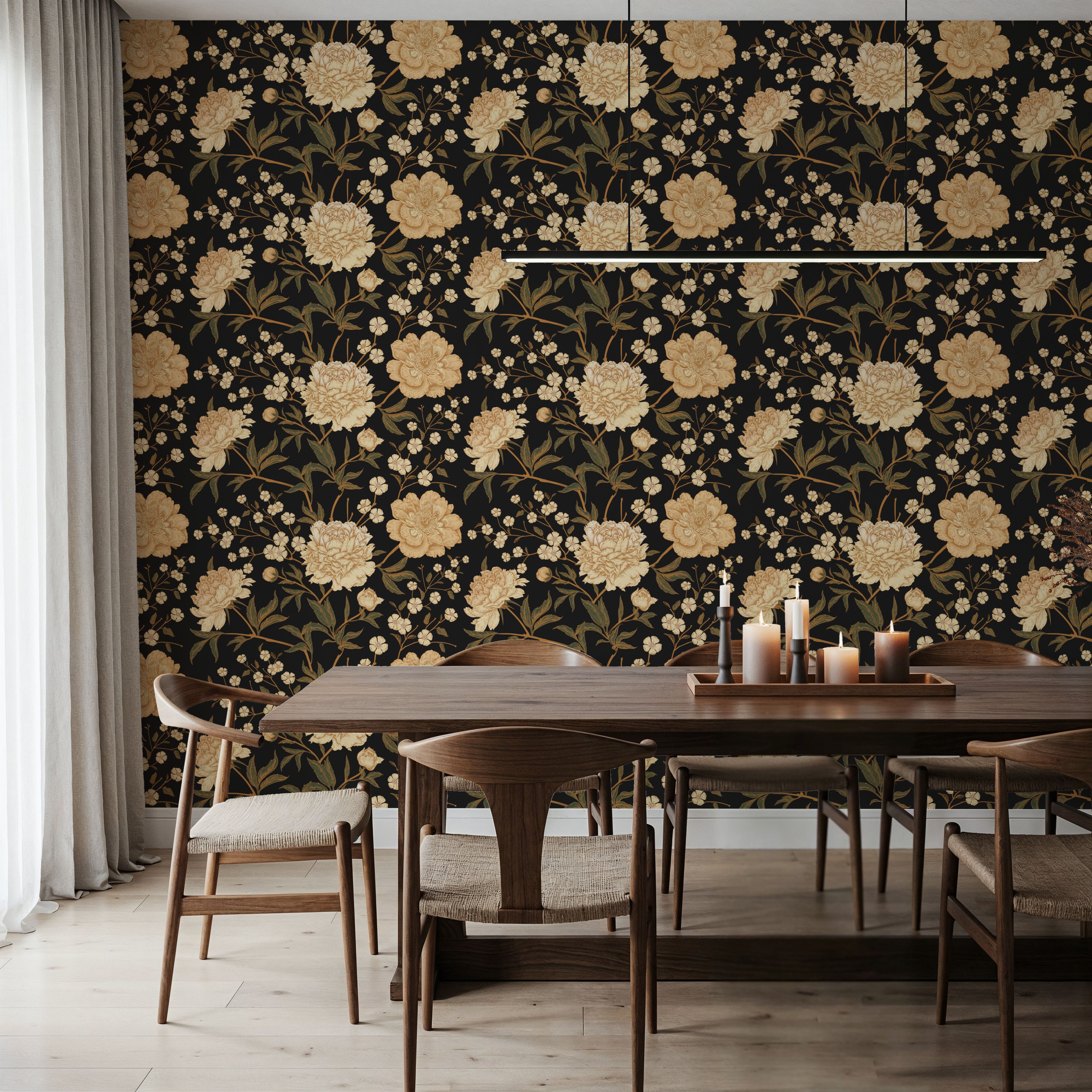 Vintage Peonies Pattern, Wallpaper