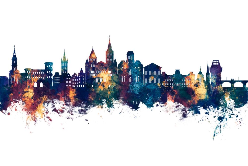 Trier Germany Skyline Blue & Bronze