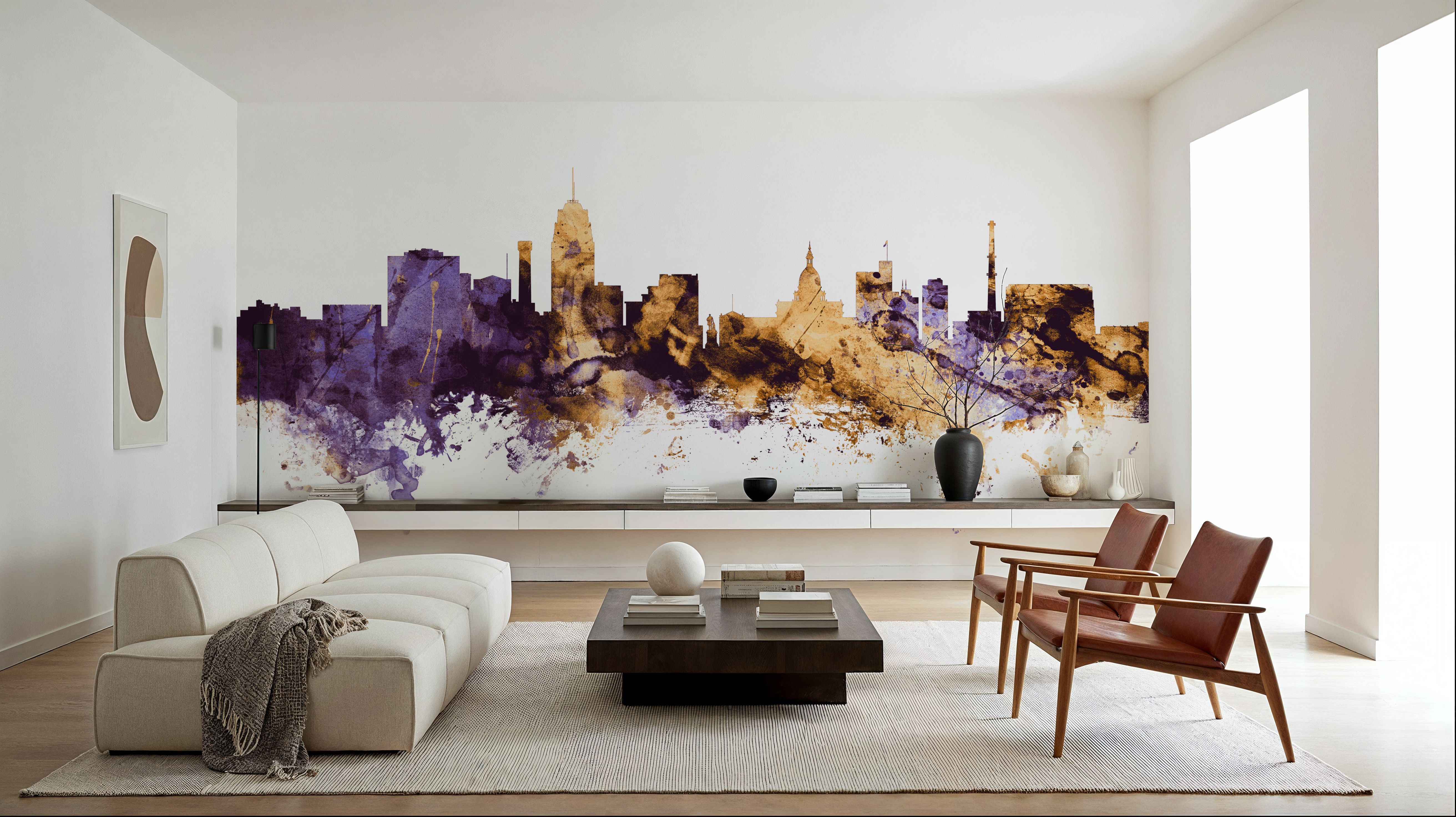 Lansing Michigan Skyline Purple & Gold