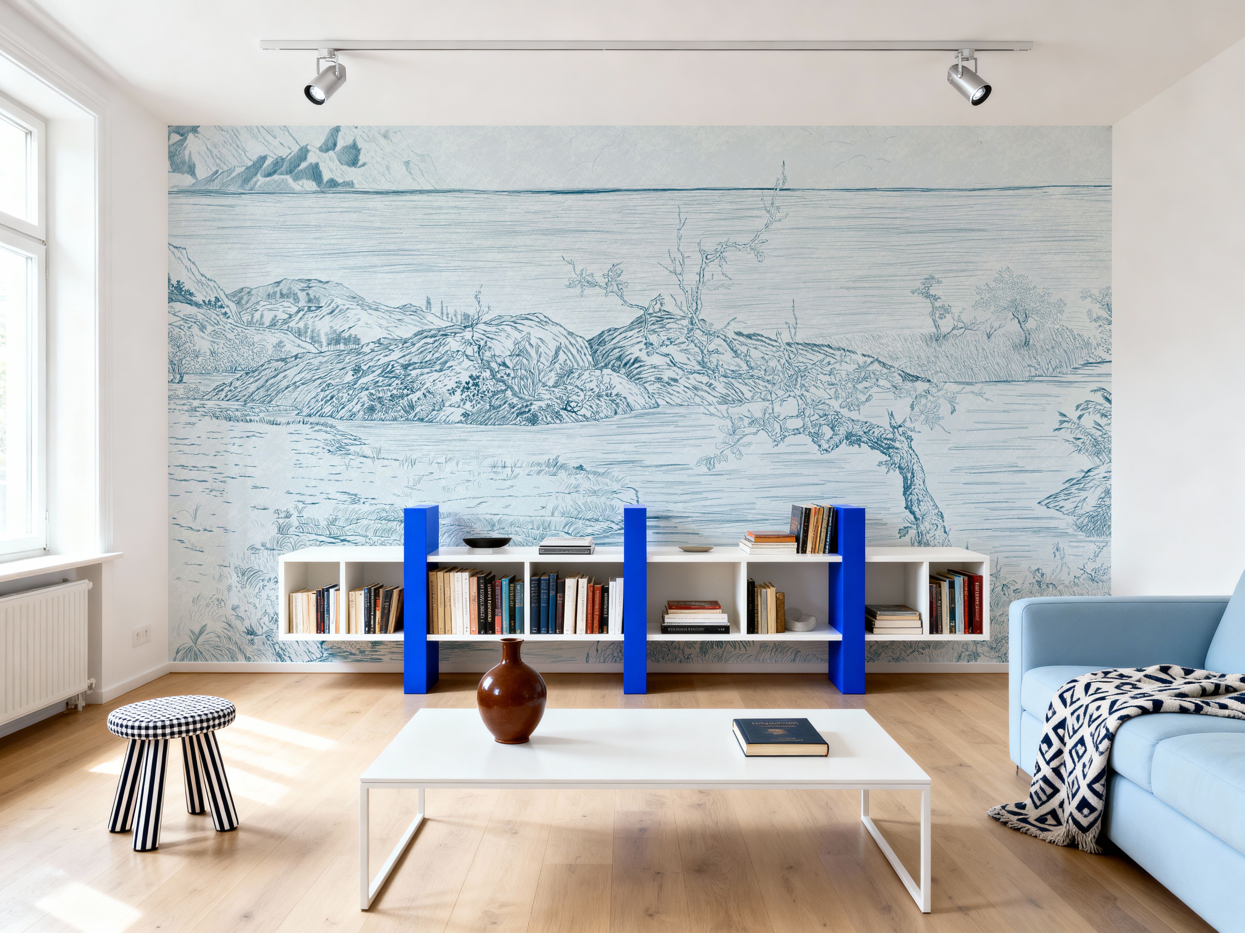 Coastal Drawing in Blue