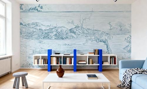 Coastal Drawing in Blue