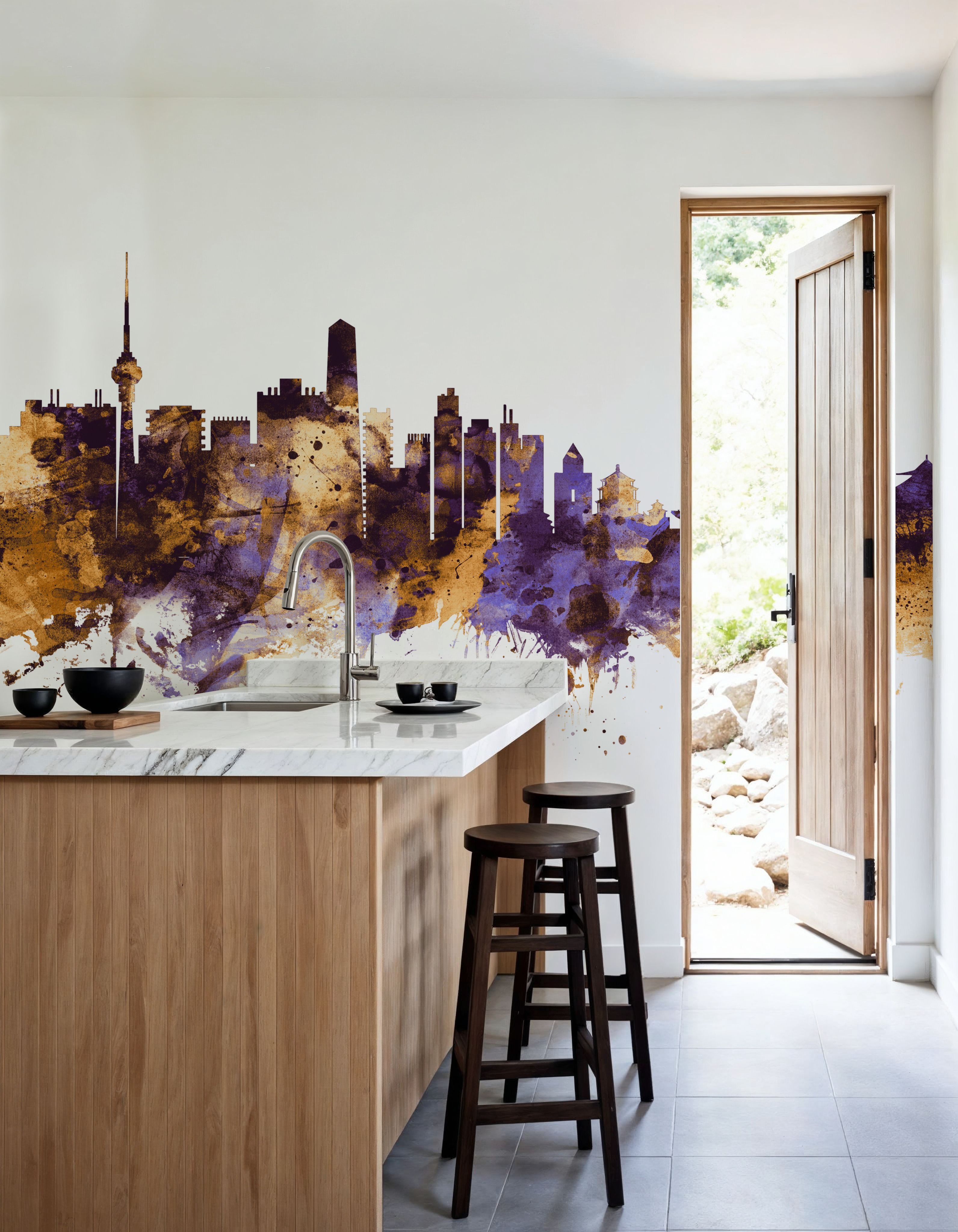 Beijing Skyline Purple & Gold