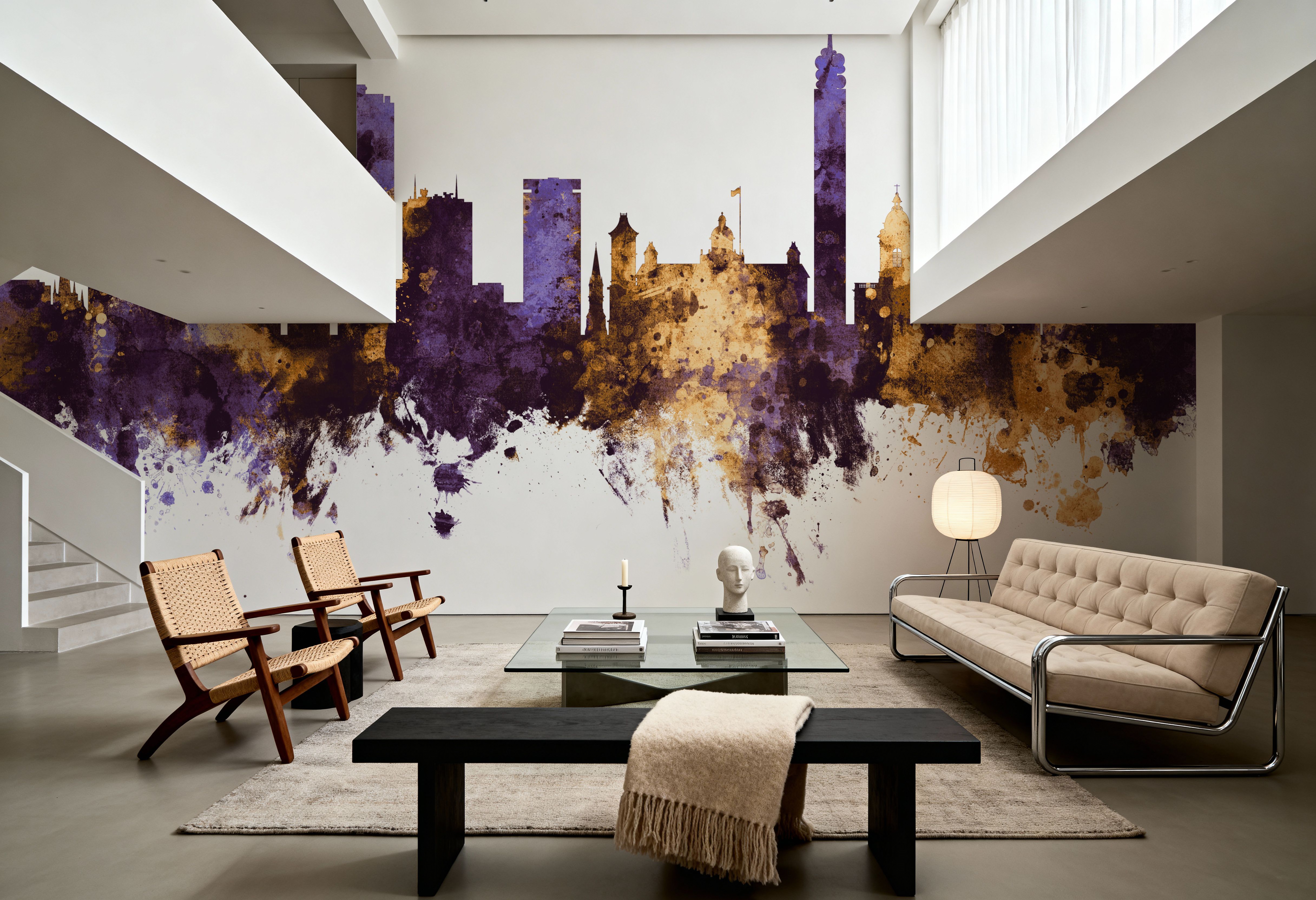 Birmingham England Skyline Purple & Gold