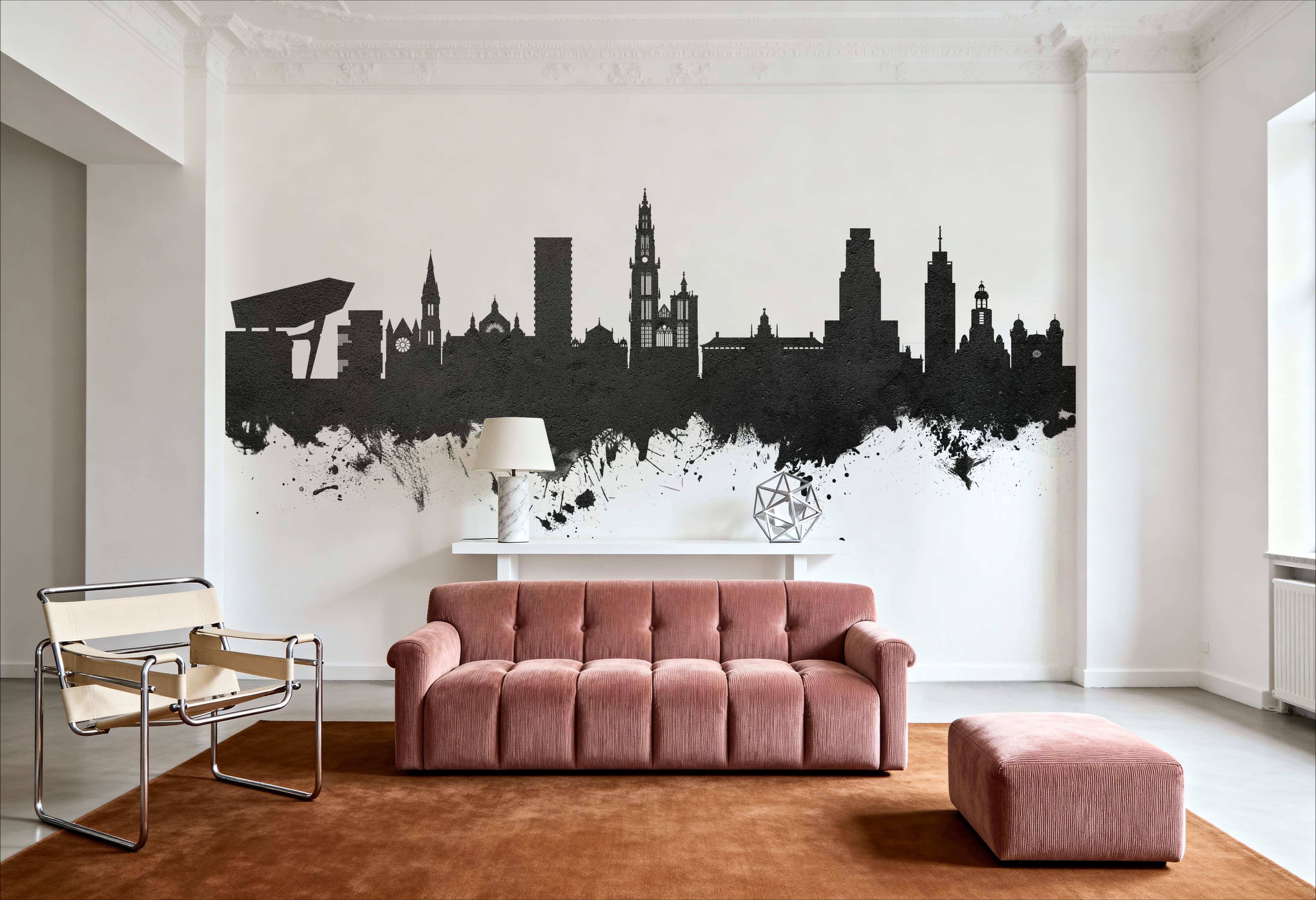 Antwerp Belgium Skyline Black & White, Wallpaper