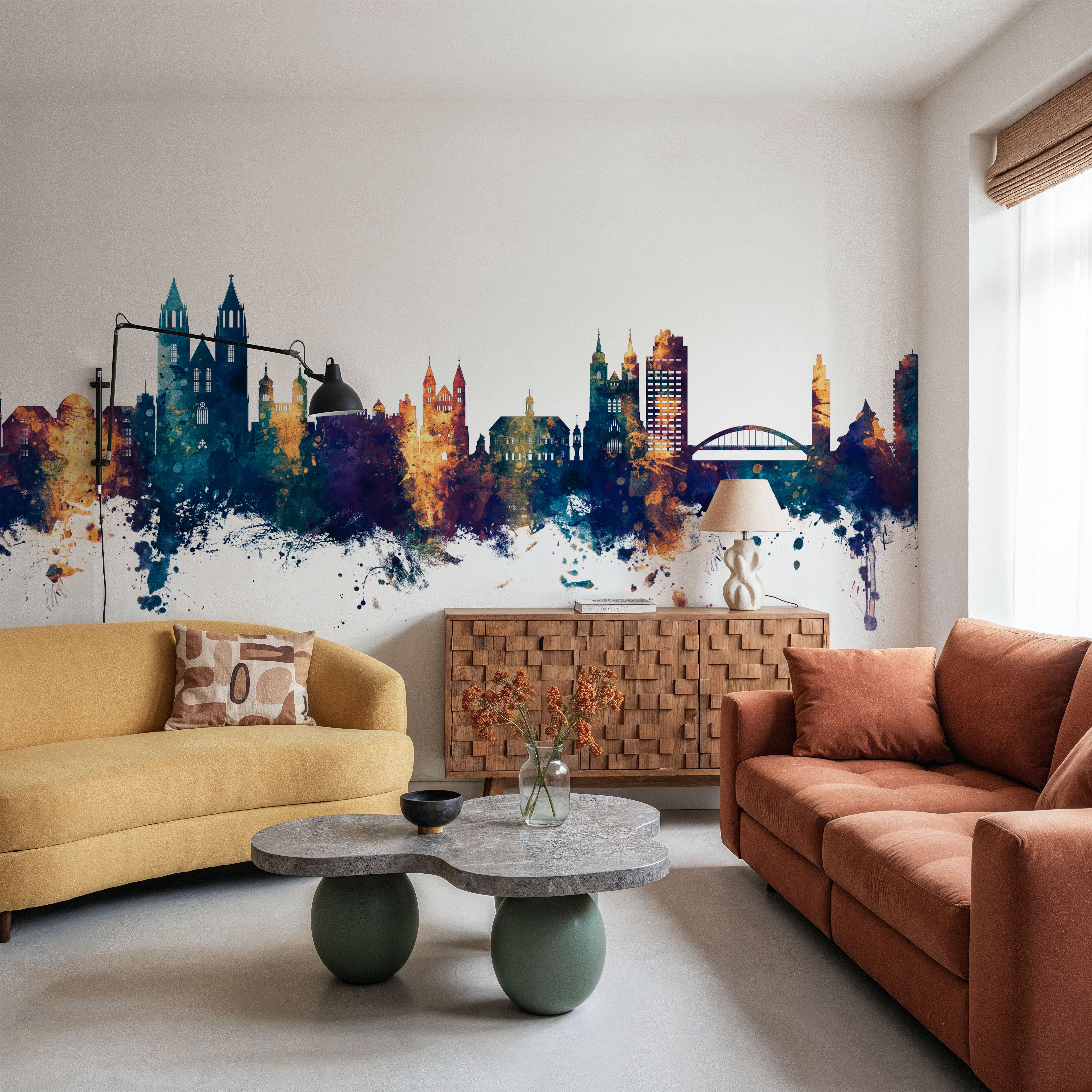 Magdeburg Germany Skyline Blue & Bronze
