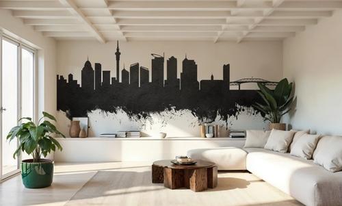 Auckland New Zeeland Skyline Black & White