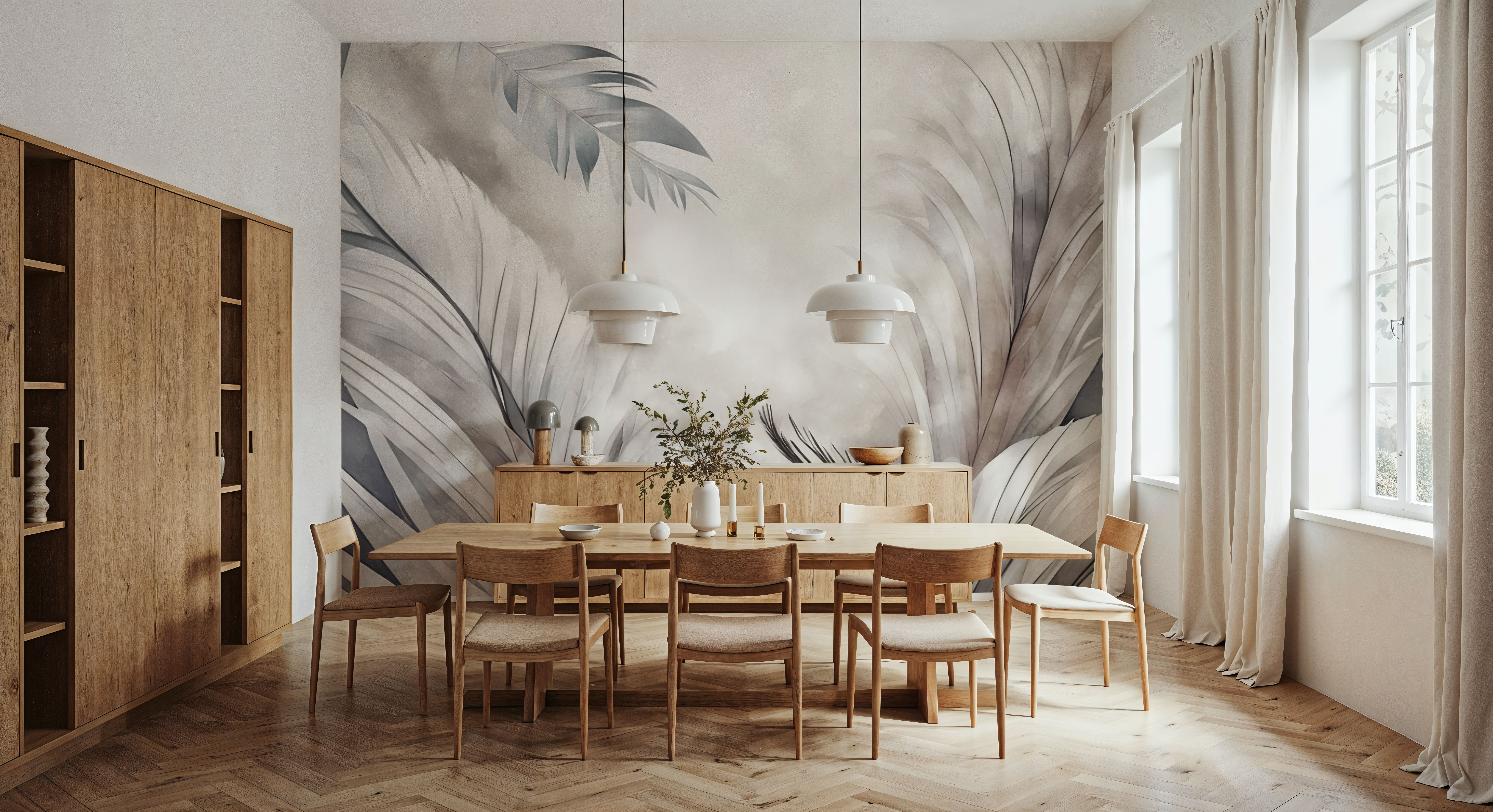 Feathers Magic Beige, Behang