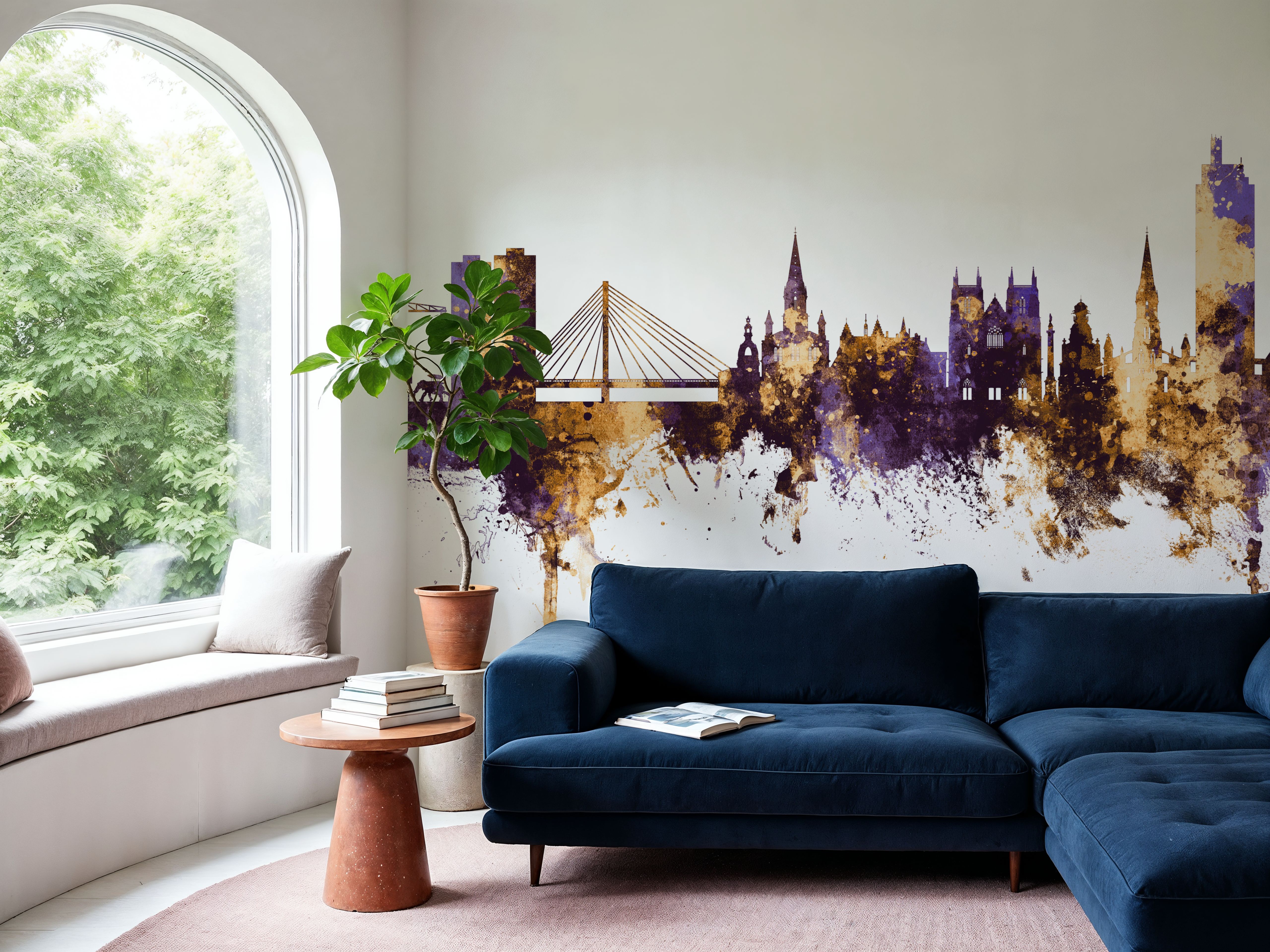 Nantes France Skyline Purple & Gold