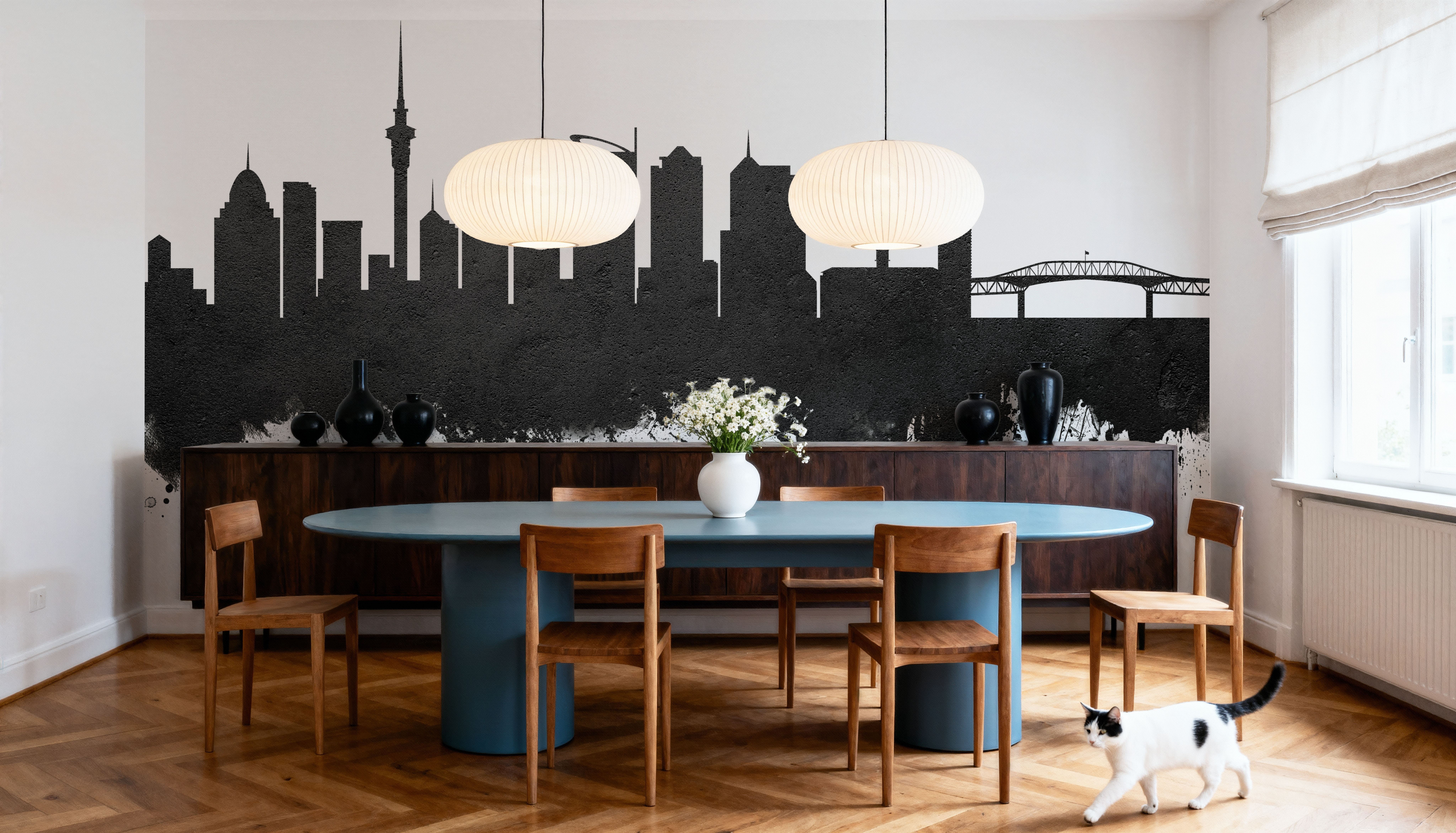 Auckland New Zeeland Skyline Black & White, Wallpaper