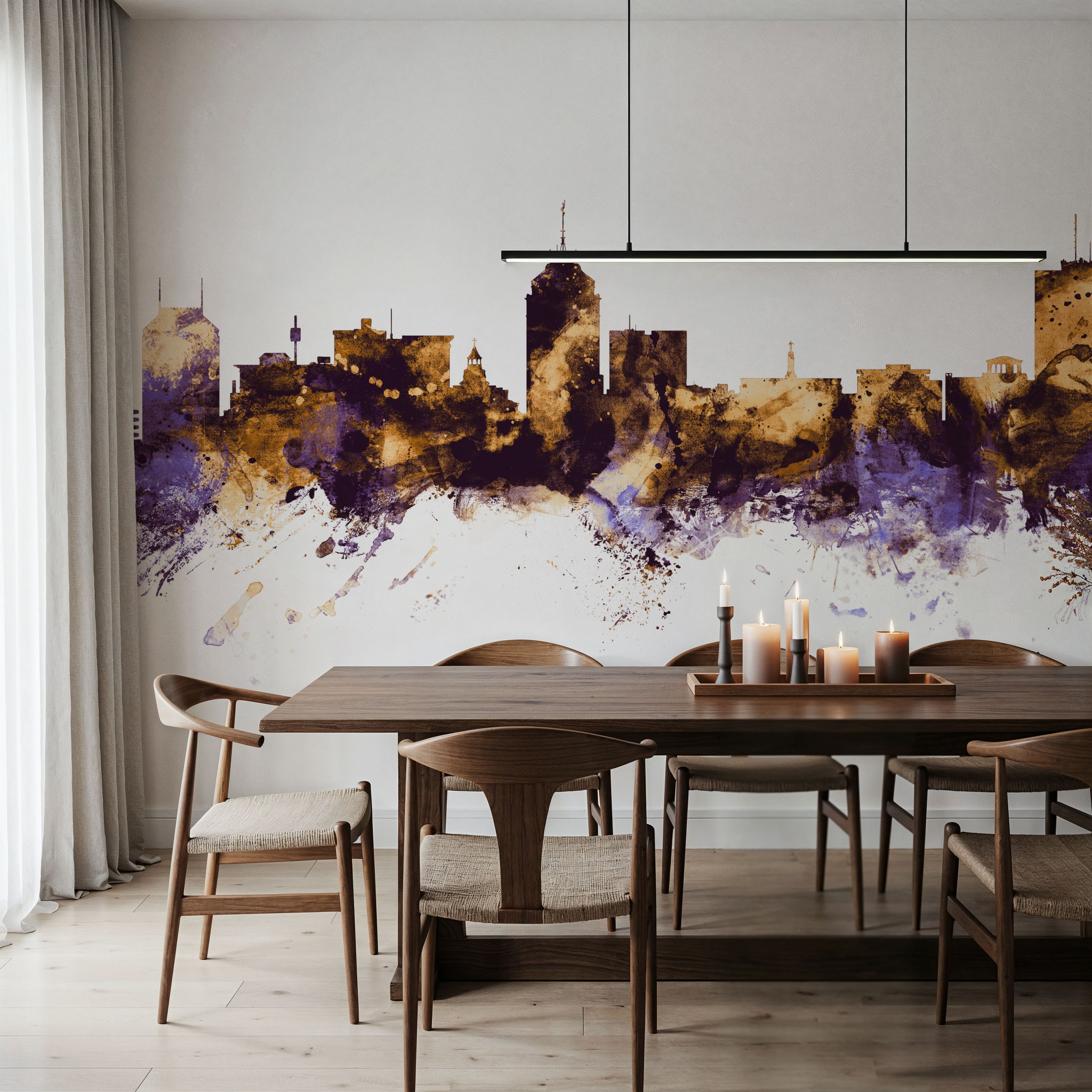 Fresno California Skyline Purple & Gold