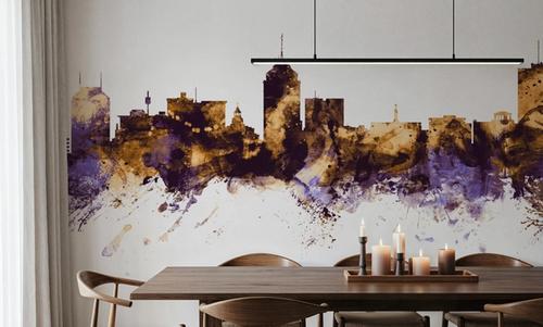 Fresno California Skyline Purple & Gold