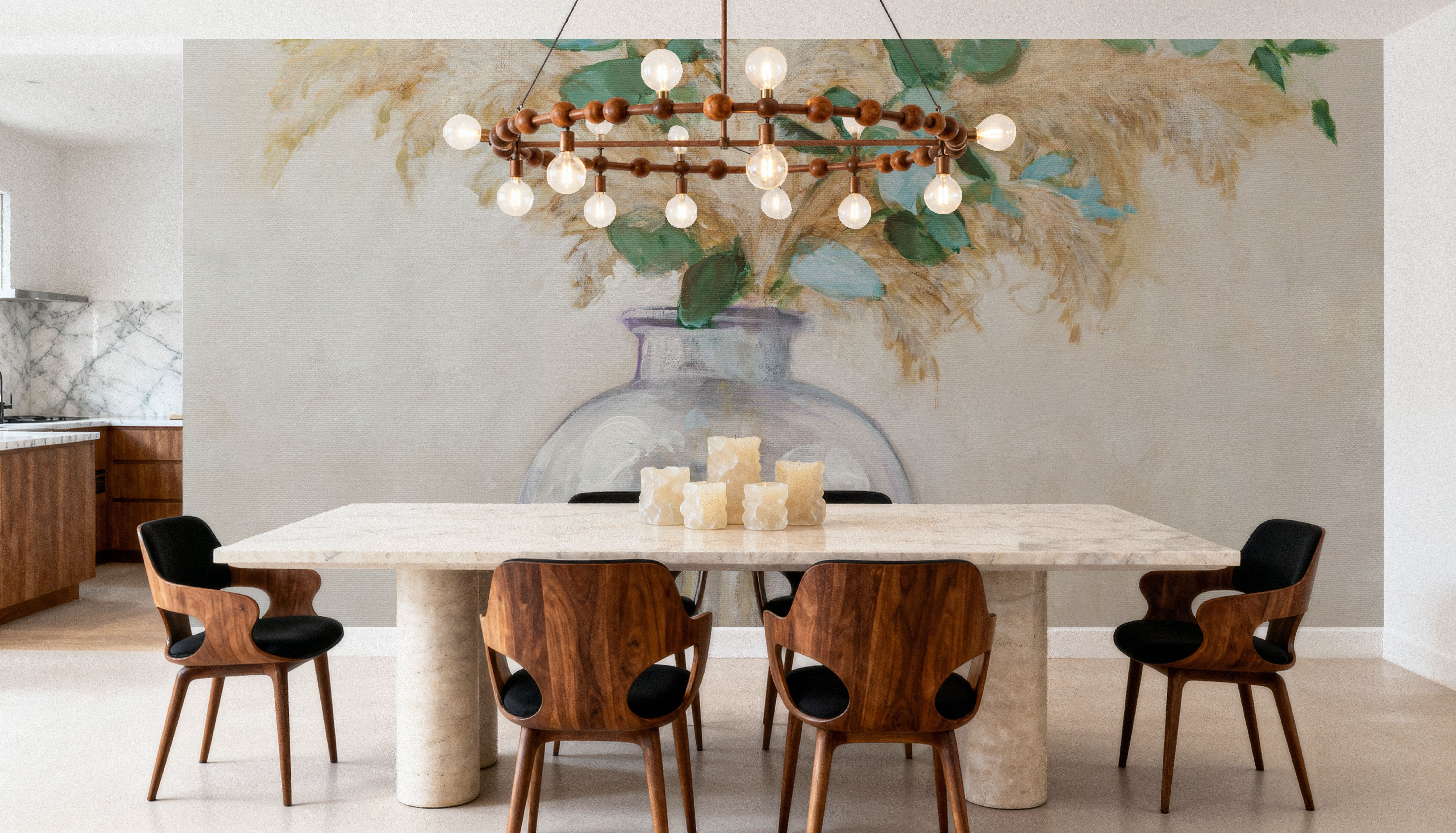 Pampas and Eucalyptus Bouquet, Behang