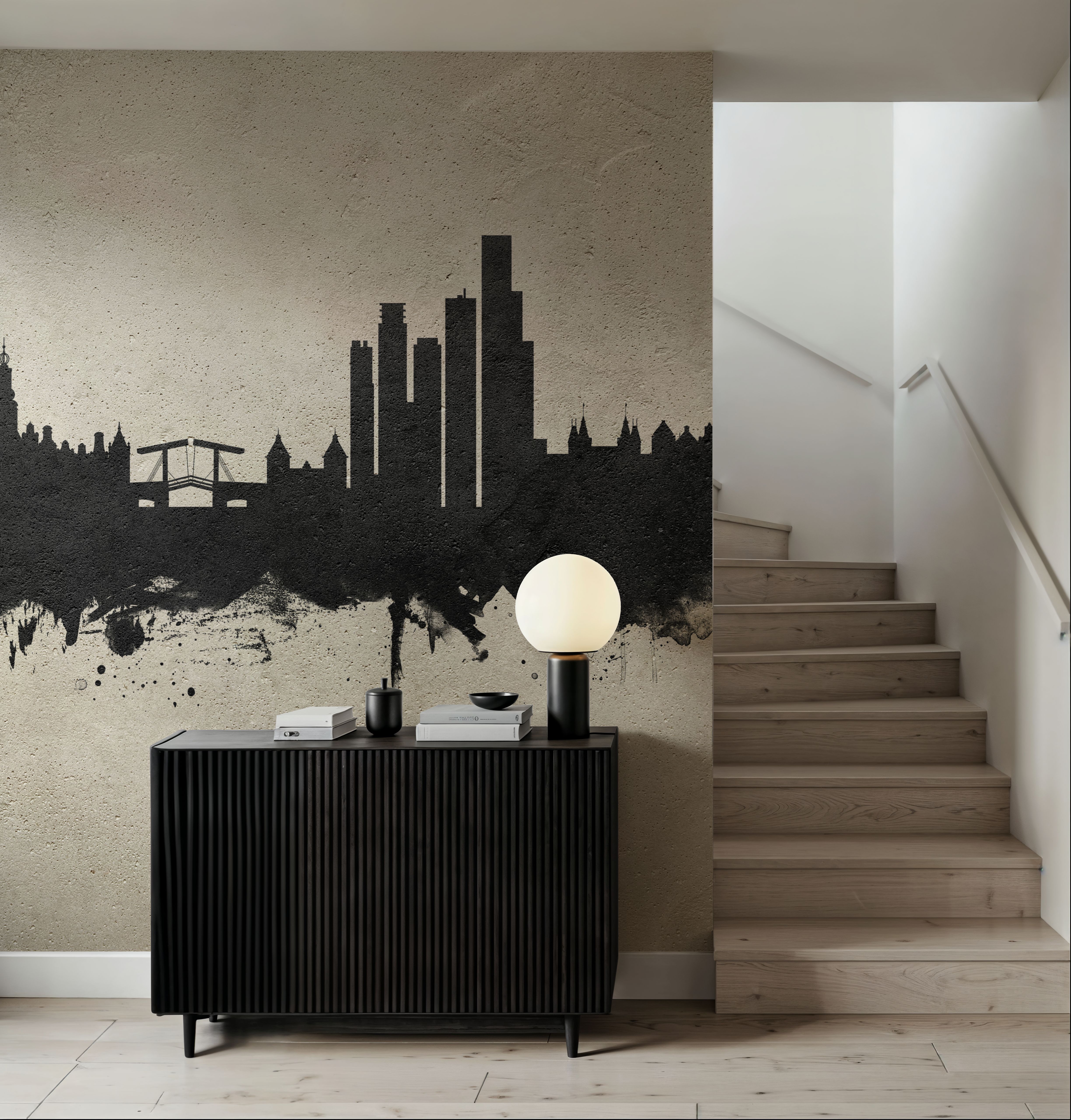 Wall Mural - Amsterdam Skyline Concrete - Architecture mural wallpaper - Offices - Wallism US - Premium, Textured or Peel & Stick