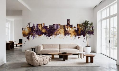 Saint-Étienne France Skyline Purple & Gold