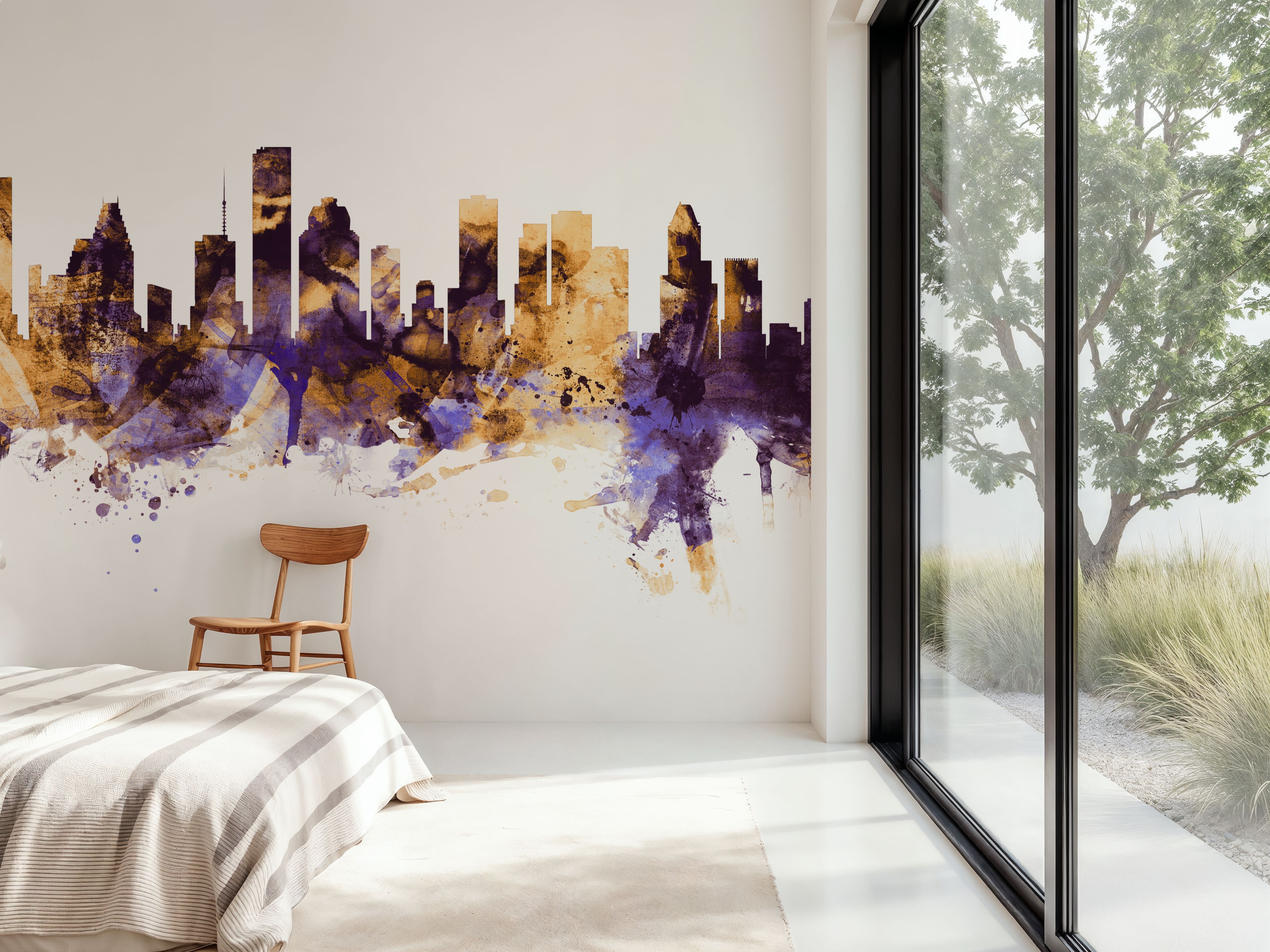Houston Skyline Purple & Gold
