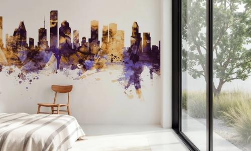 Houston Skyline Purple & Gold