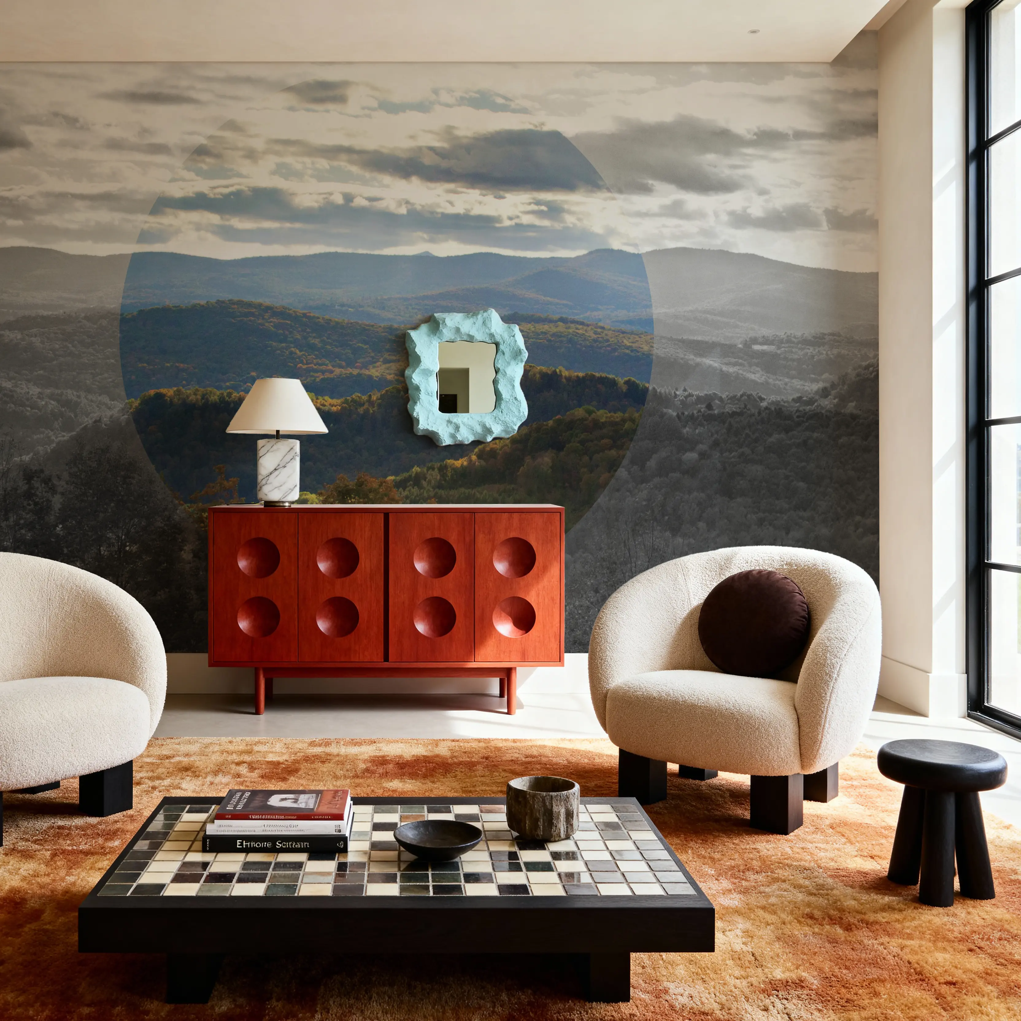 Wall Mural - Bold Adventures VI - Circles Contemporary mural wallpaper - Green - Living room - Wallism UK - Peel & Stick or Paste-the-Wall