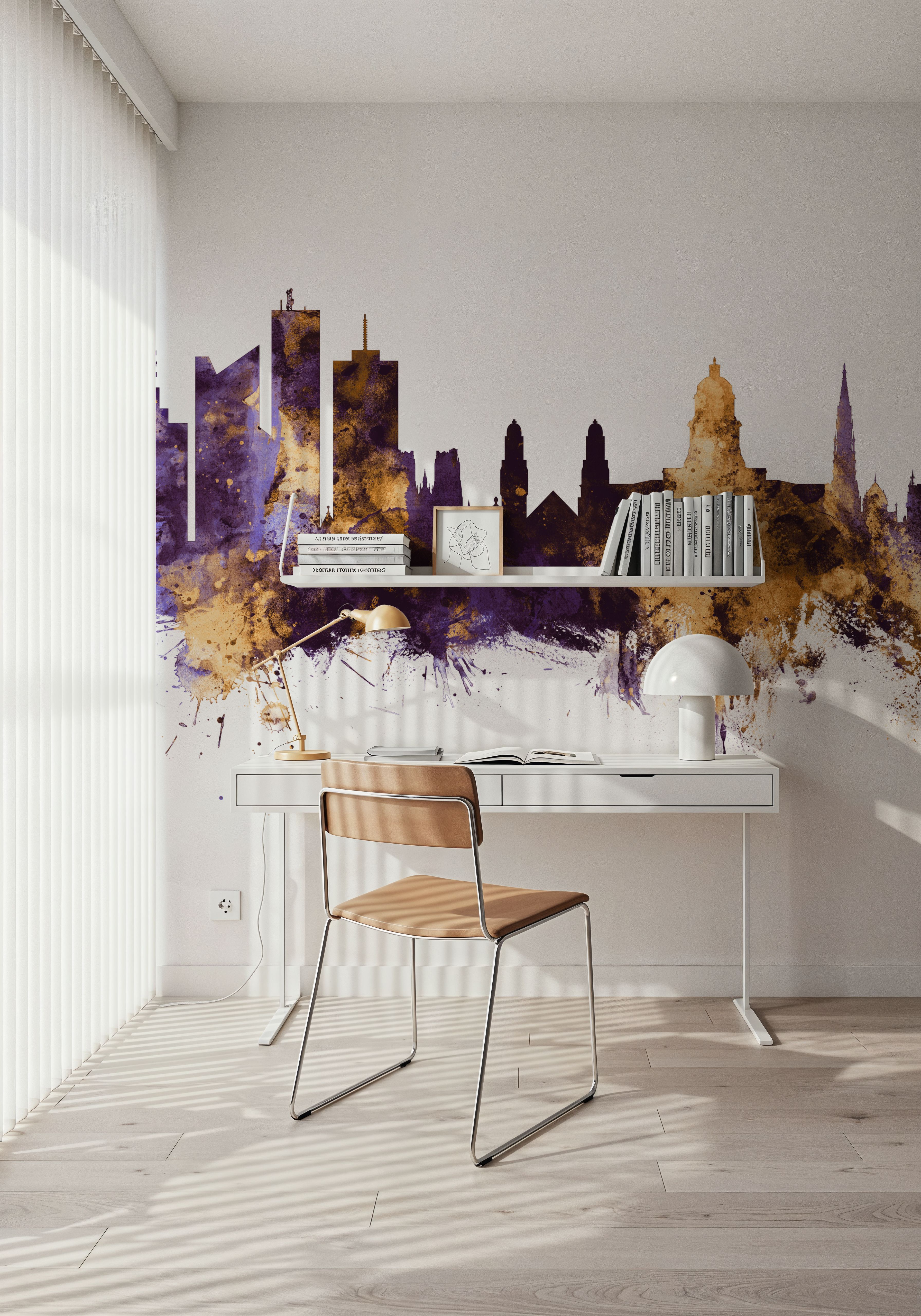 Brussels Belgium Skyline Purple & Gold