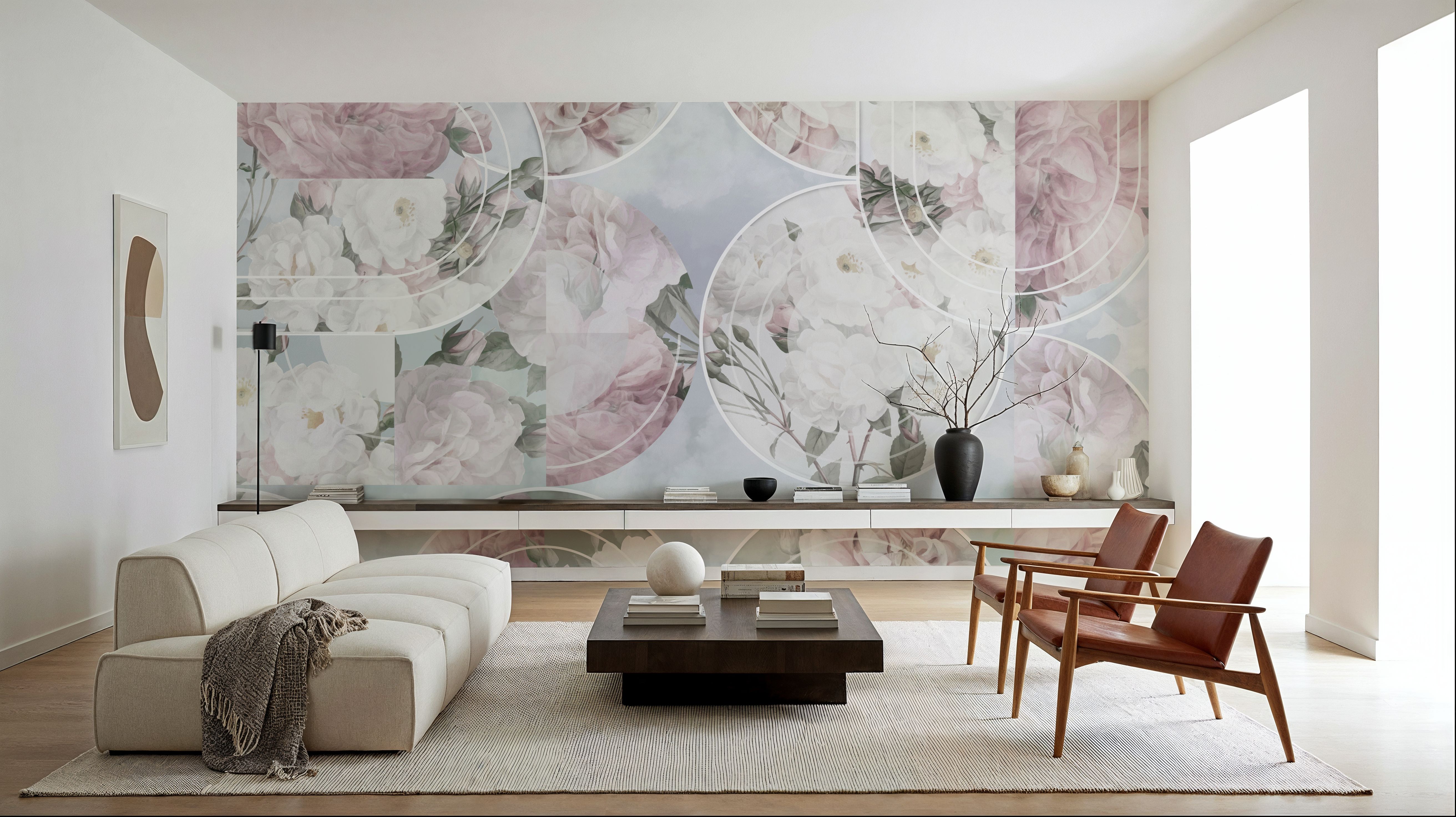 Retro Roses Blue, Wallpaper